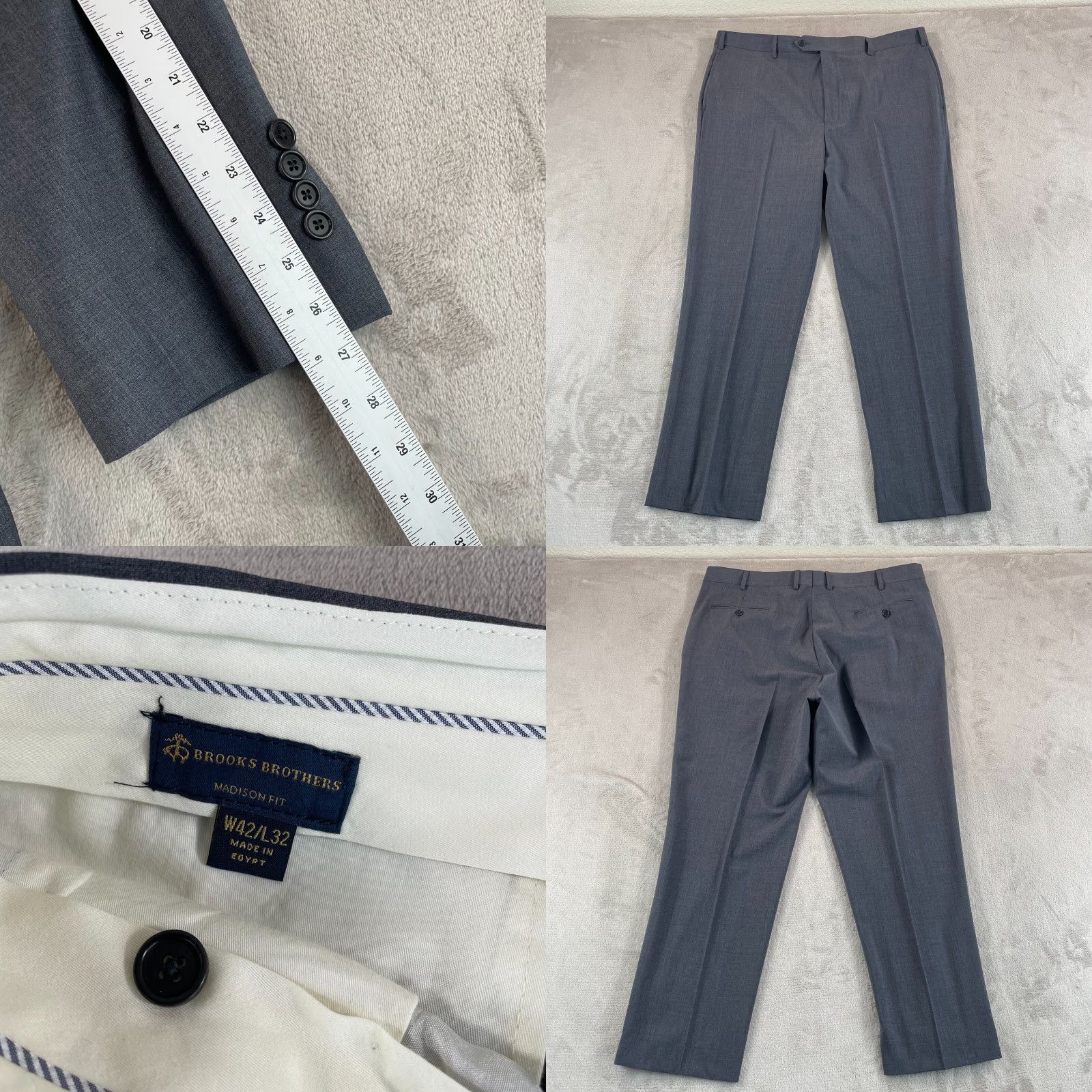 Brooks Brothers Brooks Brothers Explorer Madison Fit Suit Men 46L Grey Wool 2 Piece Pants 38x30 Grey Wool Straight Madison Fit Men Suit Size 46R - 9 Thumbnail