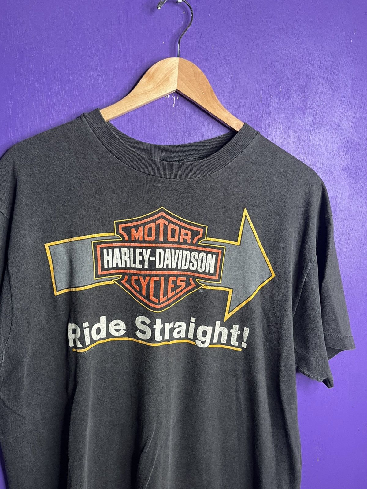 Harley Davidson × Vintage Vintage 90s Harley Davidson ride straight t-shirt Size US L / EU 52-54 / 3 - 3 Thumbnail