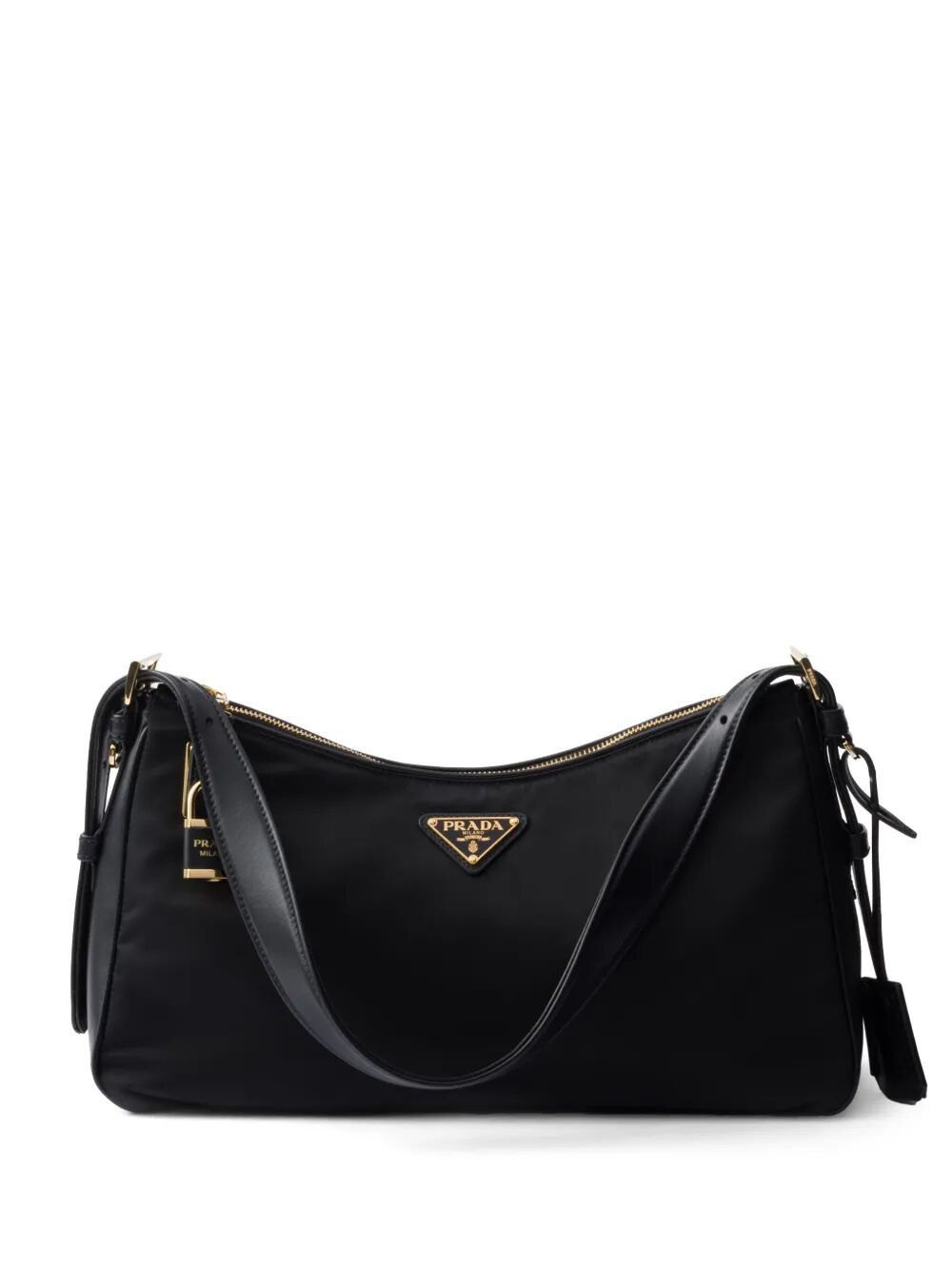 Prada Aimée Large Re-Nylon And Leather Shoulder Bag With Padlock, Women's