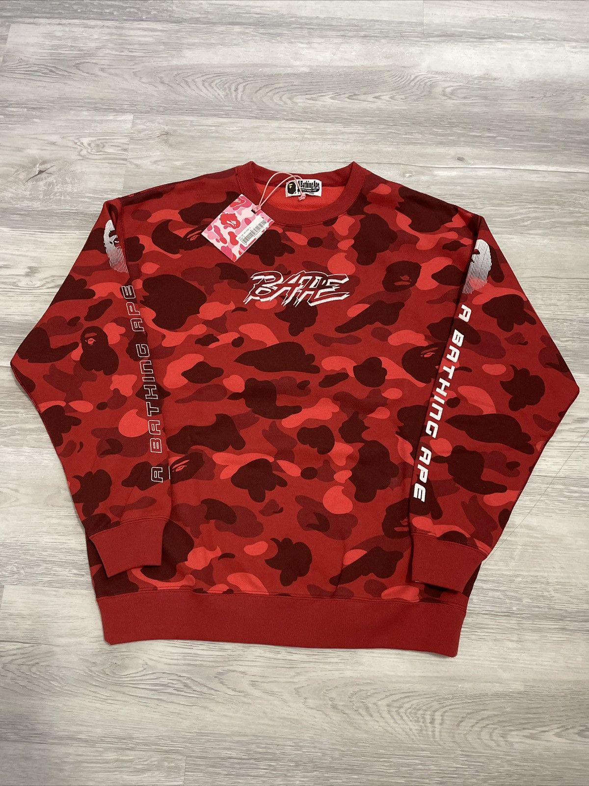 Image of Bape Color Camo Racing Crewneck in Red, Women's