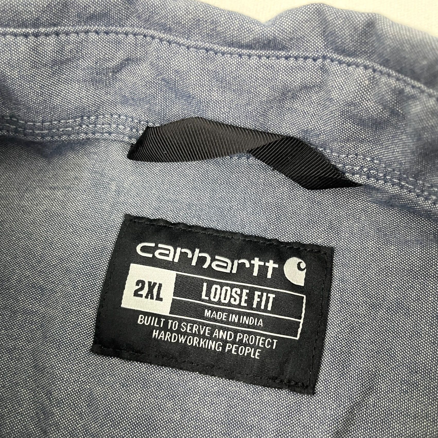 Carhartt Carhartt Mens 2XL Blue Button-Down Shirt Workwear Chambray Midweight Cotton Size US XXL / EU 58 / 5 - 5 Thumbnail