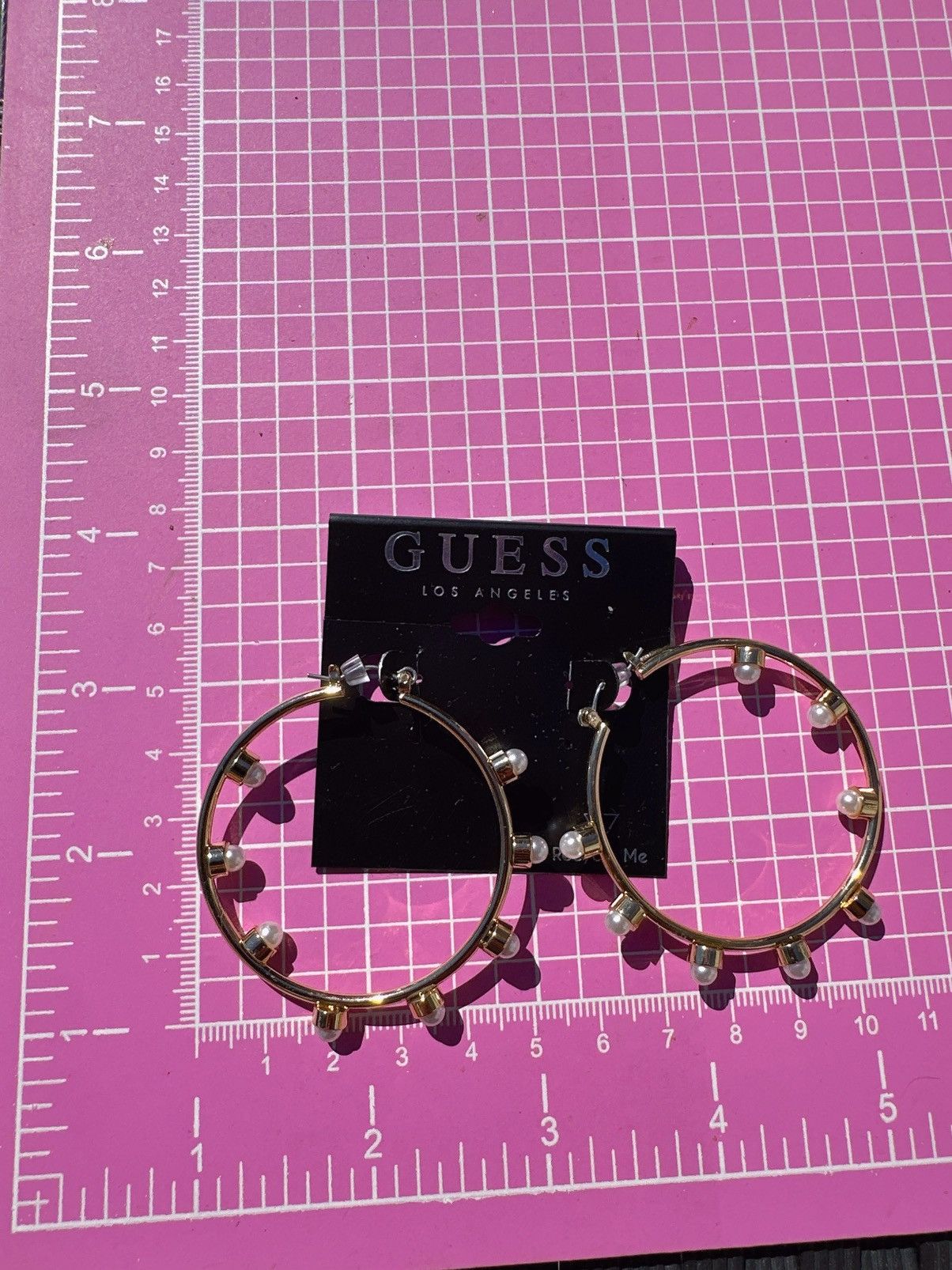 Guess Guess Earrings white pearls on gold loops clip on drops Size ONE SIZE - 4 Thumbnail