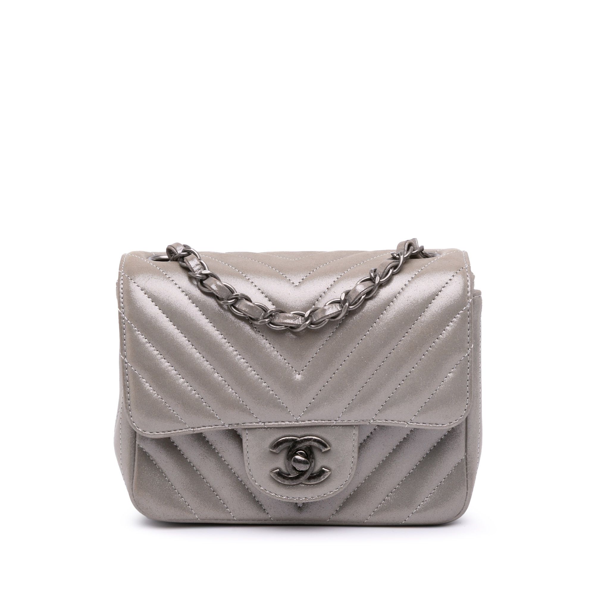 Chanel Chanel Mini Square Classic Chevron Iridescent Lambskin Single Flap Size ONE SIZE - 1 Thumbnail