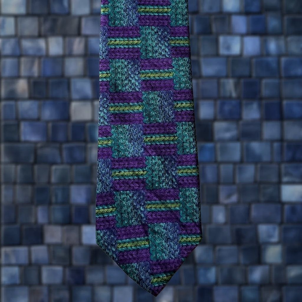 Missoni Missoni Cravatte Mens 100% Silk Necktie Multi-Color Patchwork Vines Italy EUC Tie Unstyled Size ONE SIZE - 1 Thumbnail