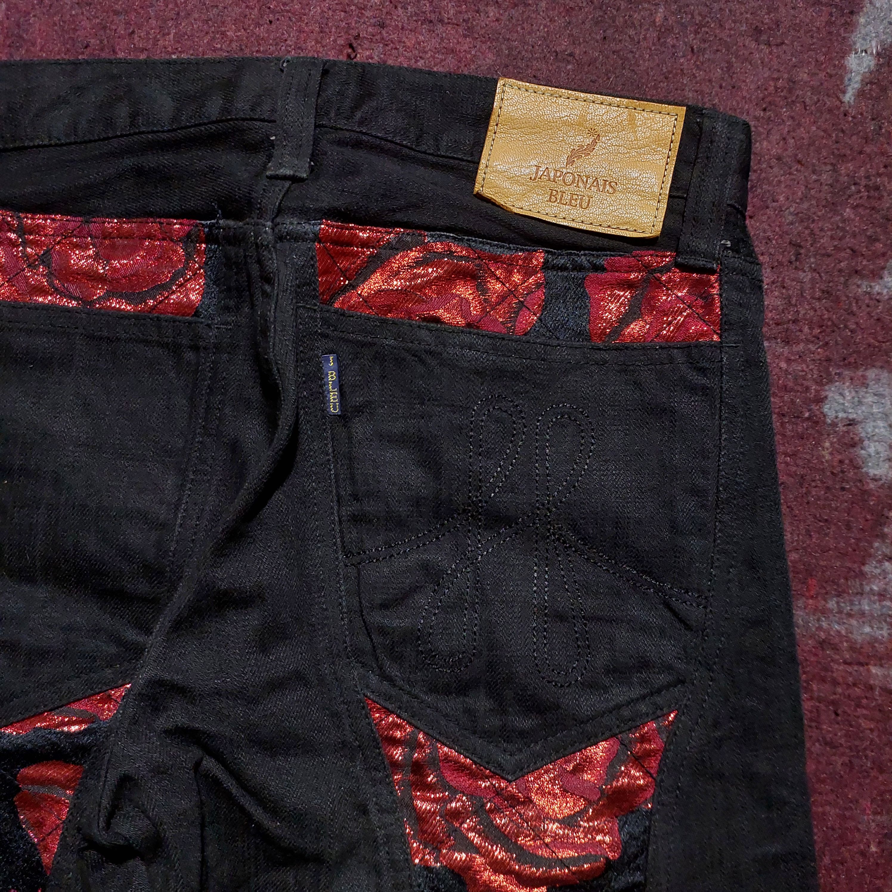 Tornado Mart Japanois Bleu red rose embroidered black denim Size US 30 / EU 46 - 10 Thumbnail