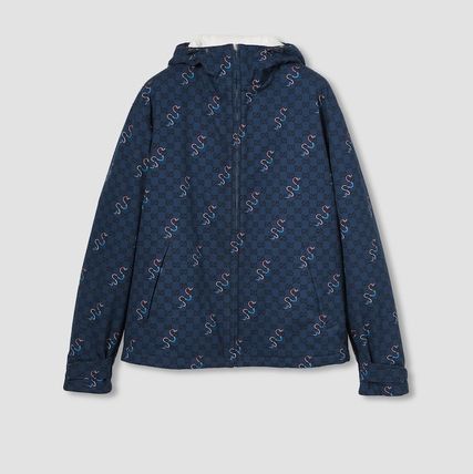 Gucci o1loc1c1125 816106 Printed Cotton Ripstop Zip Jacket in Blue Size US M / EU 48-50 / 2 - 1 Thumbnail