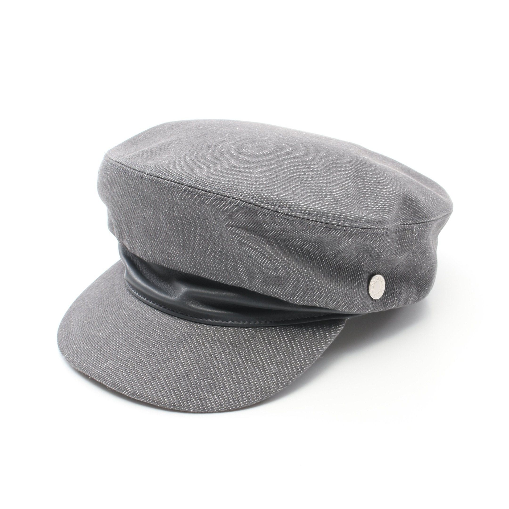 Hermes Dani Casquette Hat Cotton Leather Gray
