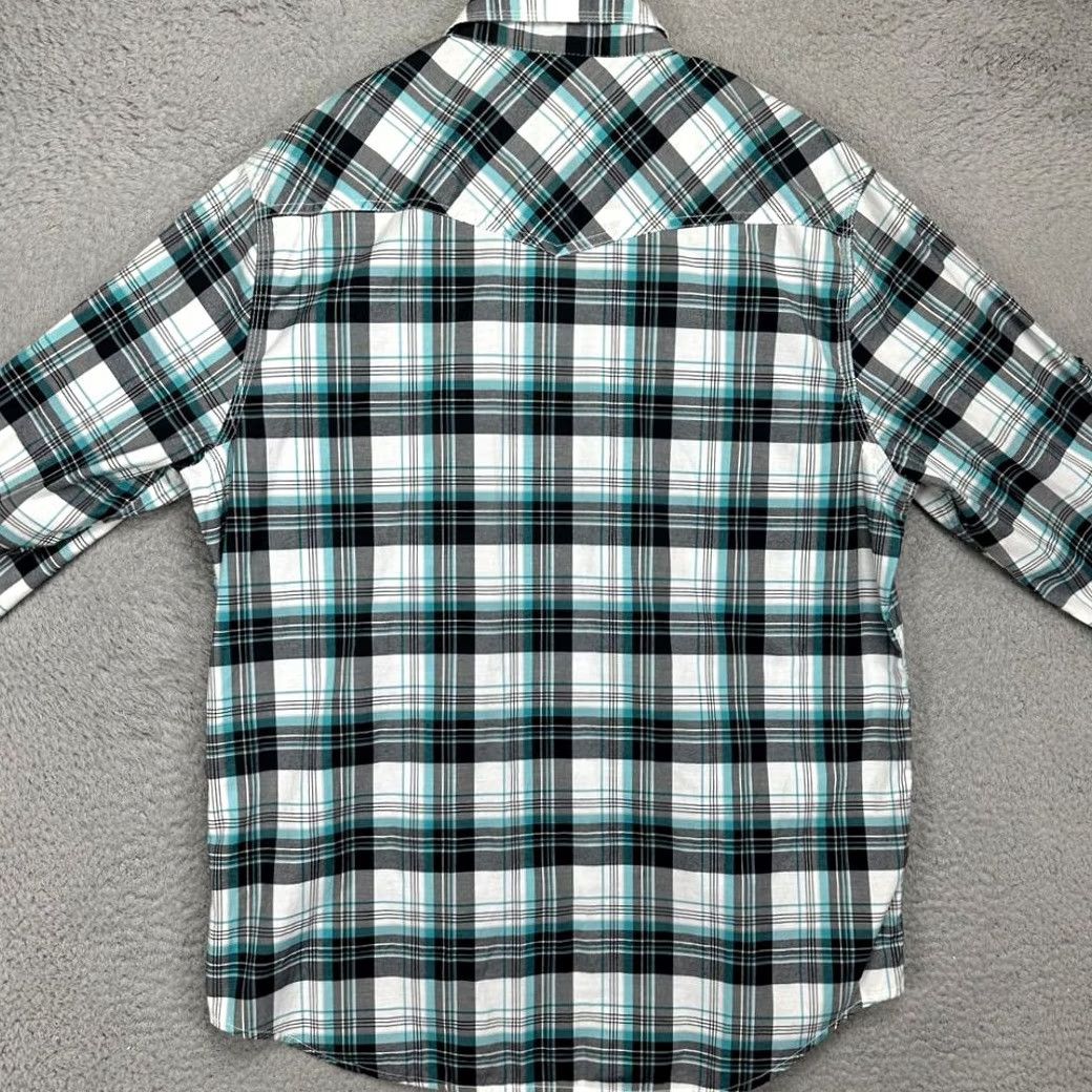 Vintage Helix Shirt Mens XL Blue White Plaid Athletic Fit Button Up Pocket Size US XL / EU 56 / 4 - 3 Thumbnail