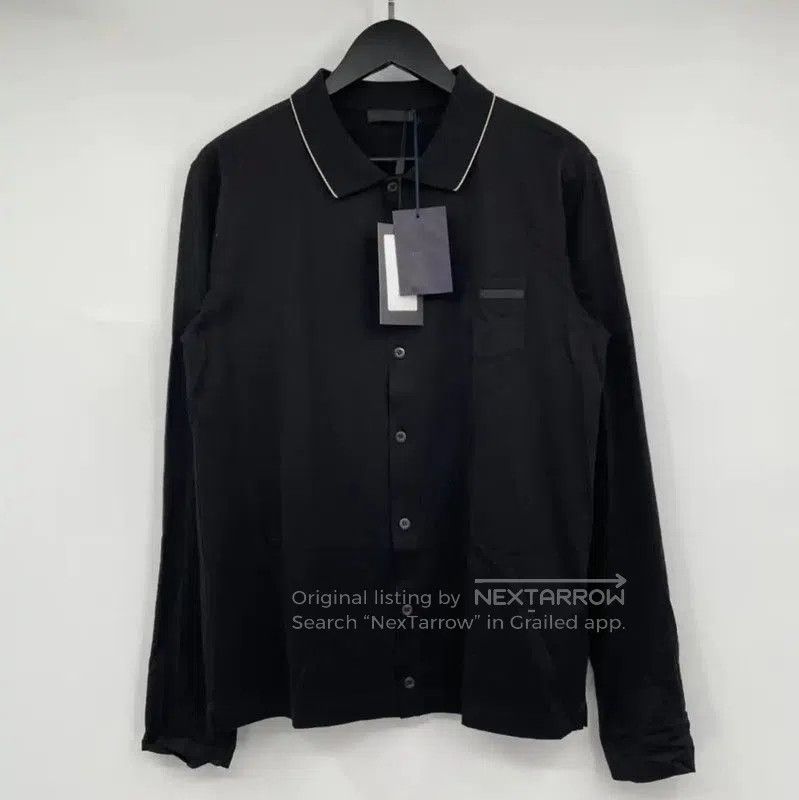 Prada Black Cotton Long Sleeve Shirt.