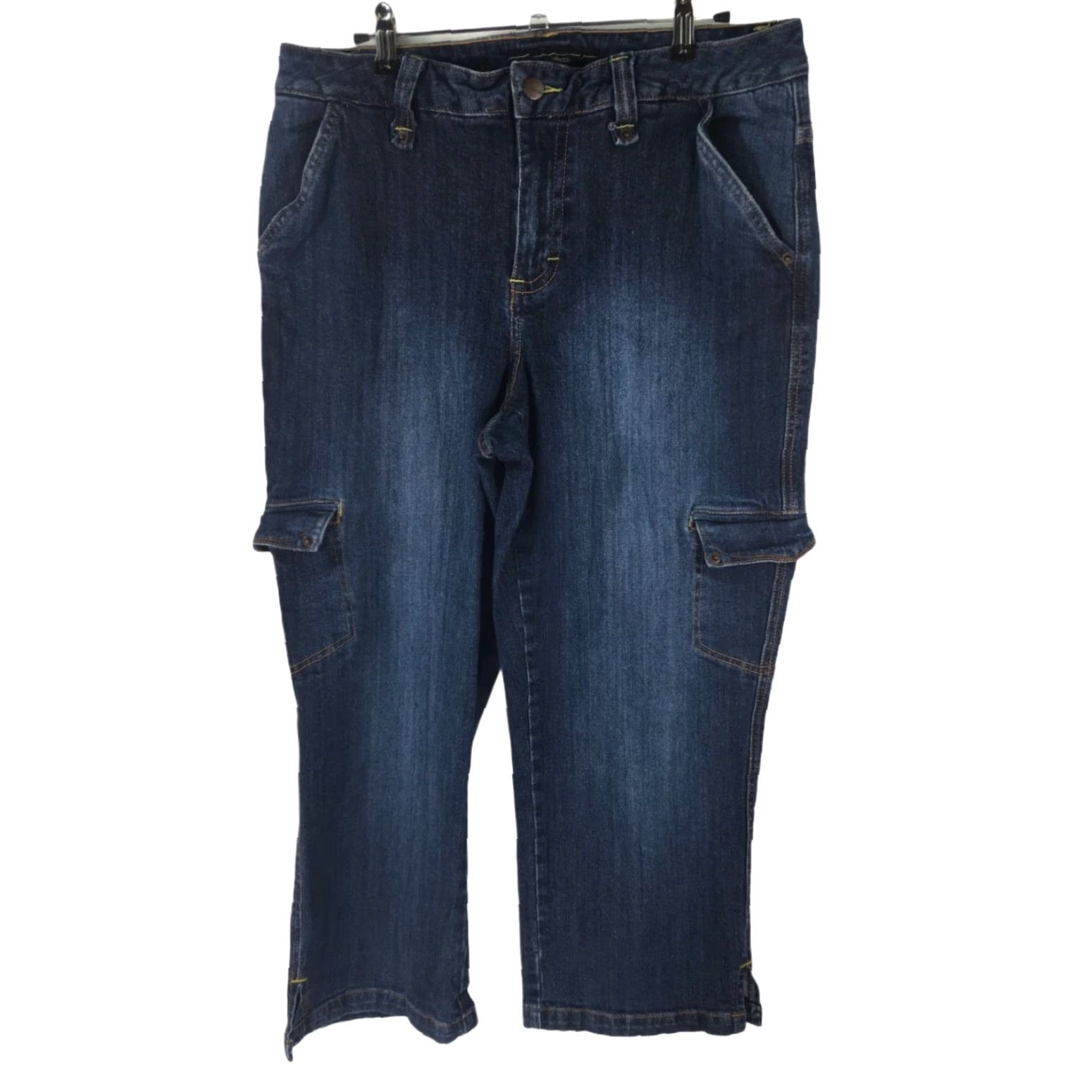 Vintage VINTAGE? No. Veezia Cropped Jeans Denim Blue 32x23.5 Size 14 Women High Rise Regular Cropped 23.5 in 98% Cotton 2% Spandex Womens Size 36" / US 14 / IT 50 - 7 Thumbnail