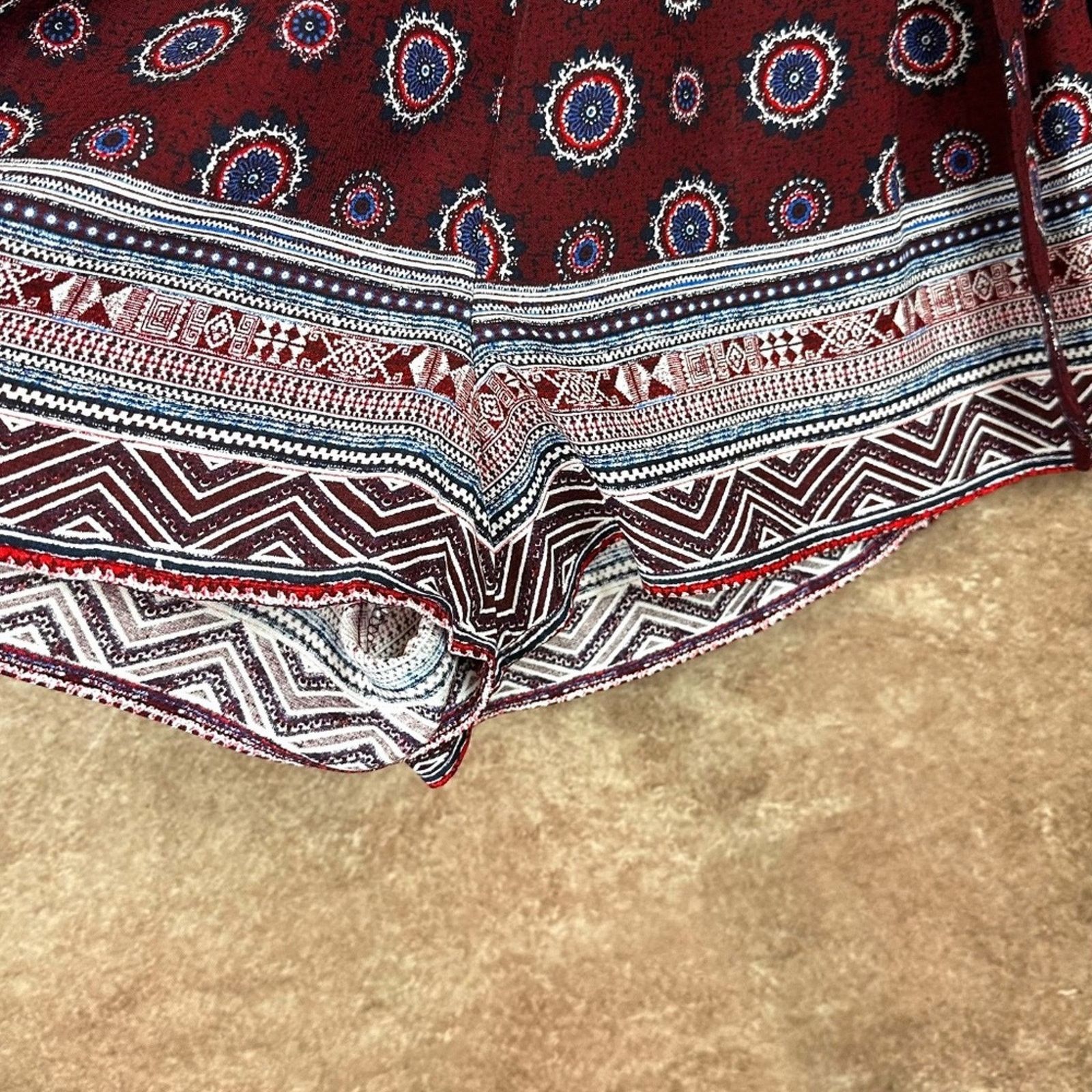 Other Band of Gypsies Paisley Romper - Burgundy - size S Size 28" / US 6 / IT 42 - 8 Thumbnail