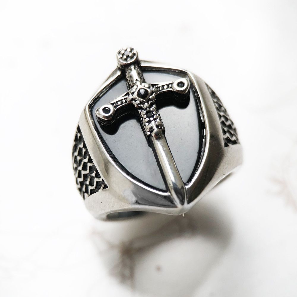 Jewelry SIZE 9 Signet Mystical Sword 925 Sterling Silver Ring Size ONE SIZE - 1 Thumbnail