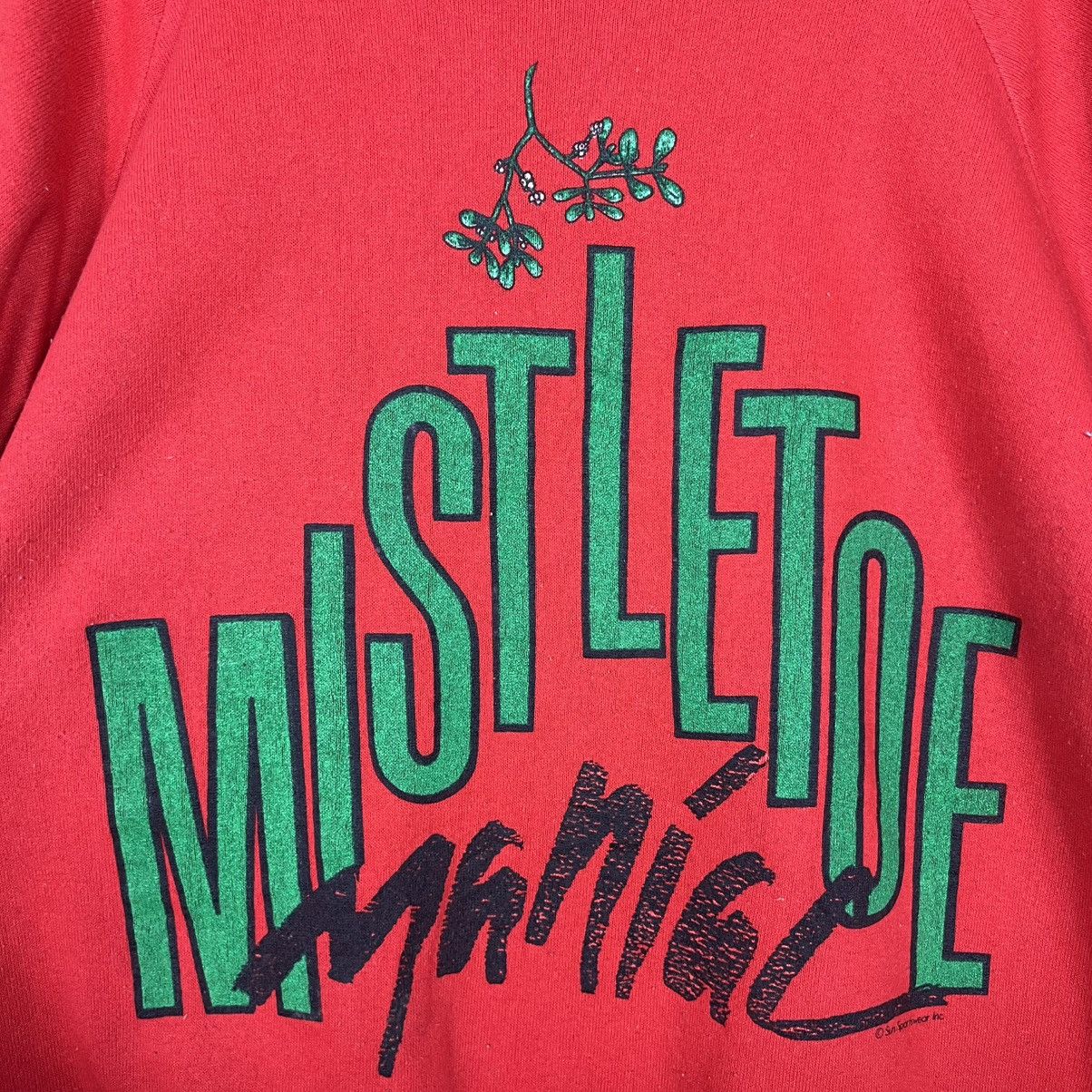 Vintage 80s MISTLETOE MANIAC Big Logo Crewneck Sweatshirt #4003-C182 Size US L / EU 52-54 / 3 - 3 Thumbnail