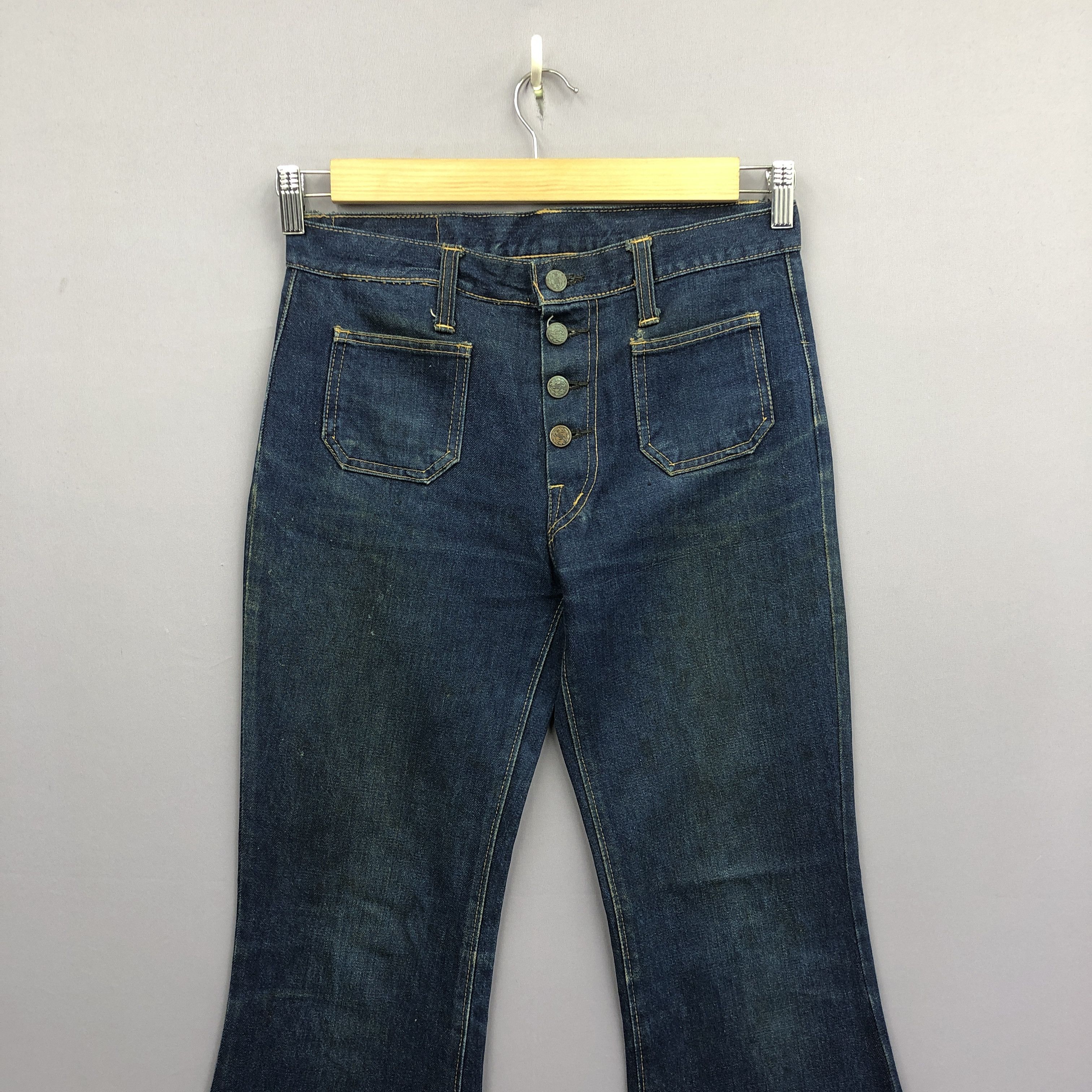 Japanese Brand Vintage 70's Japanese Bush Pants Flare Jeans Blue Wash Denim Size US 30 / EU 46 - 3 Thumbnail