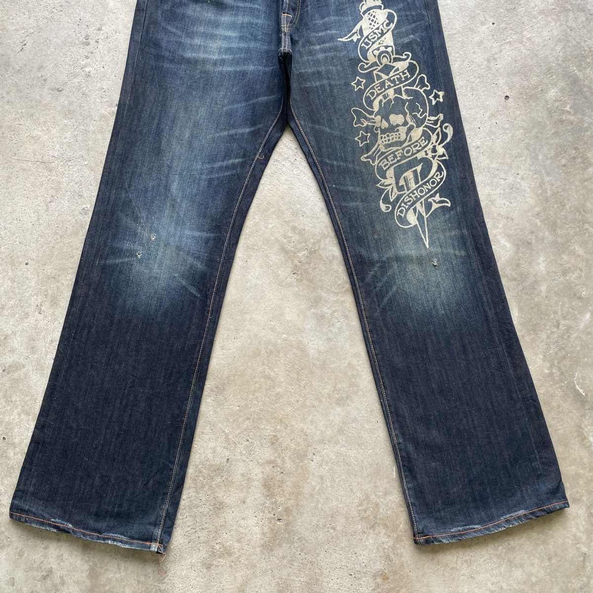 Christian Audigier Vintage Ed Hardy BAGGY “Death Before Dishonor” Jeans Pants Size US 36 / EU 52 - 5 Thumbnail