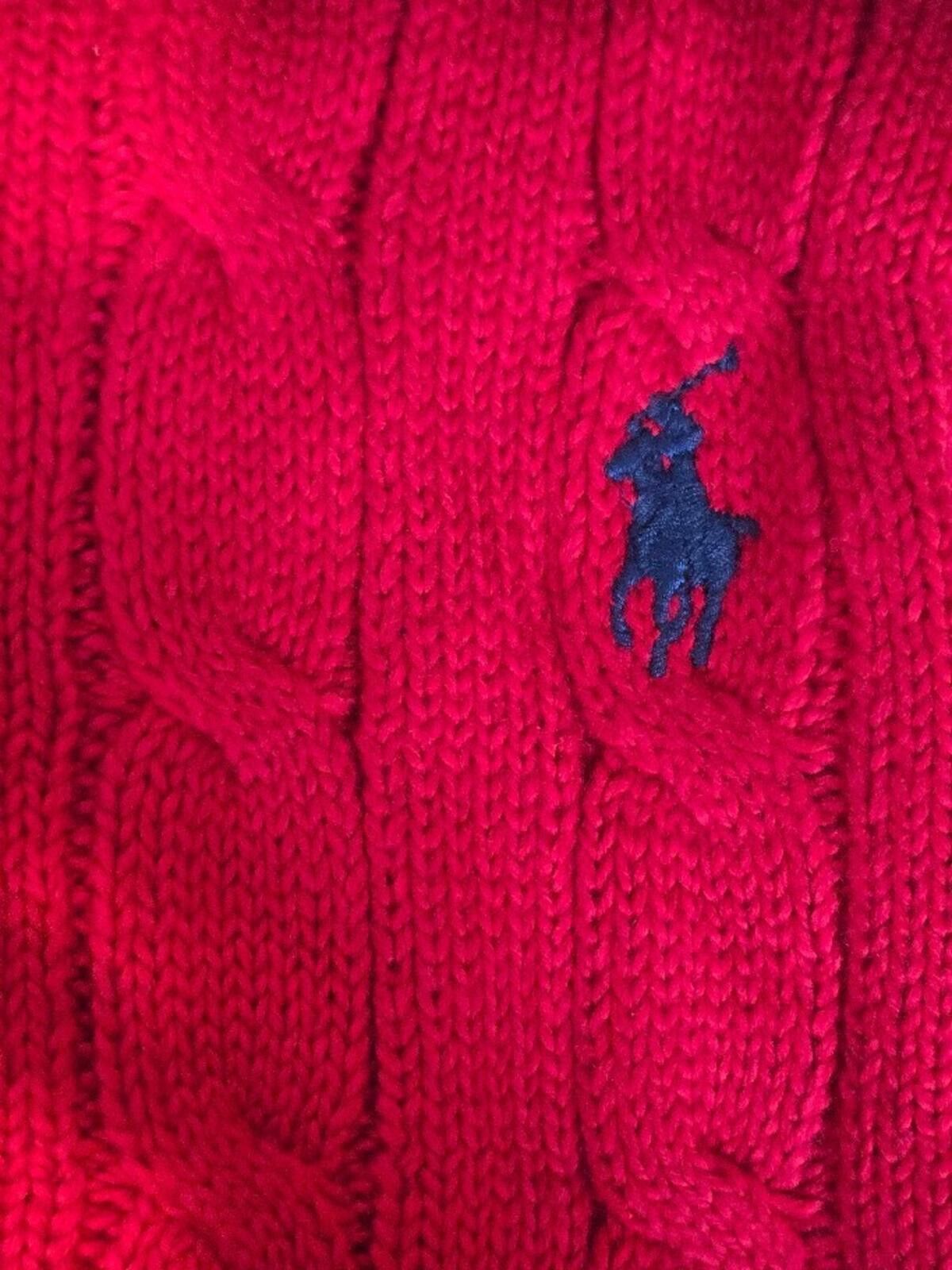 Polo Ralph Lauren Ralph Lauren Polo Mens Cable Knit Crewneck Cotton Red NWT Size US XXL / EU 58 / 5 - 4 Thumbnail