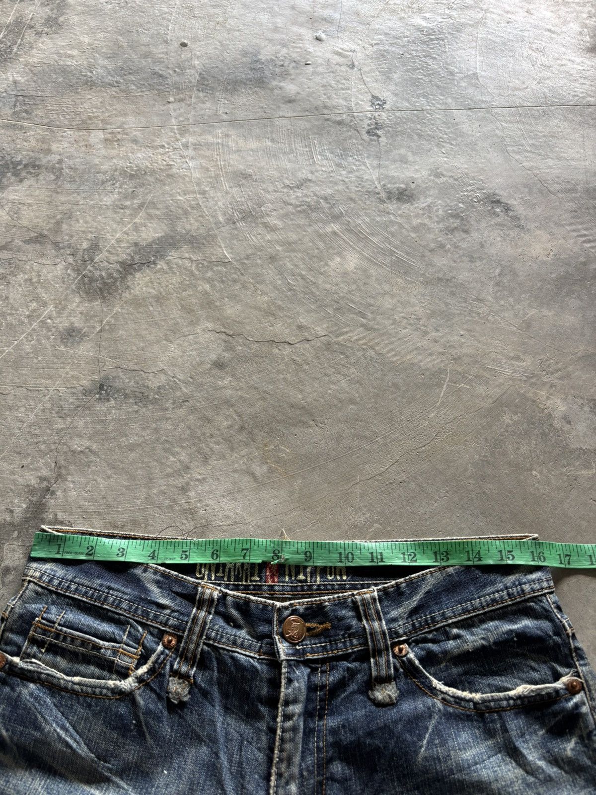 Karakuri Tamashii ONIARAI NIPPON JAPANESE DENIM DISTRESSED WASHED PUNK GRUNGE Size US 31 - 13 Thumbnail