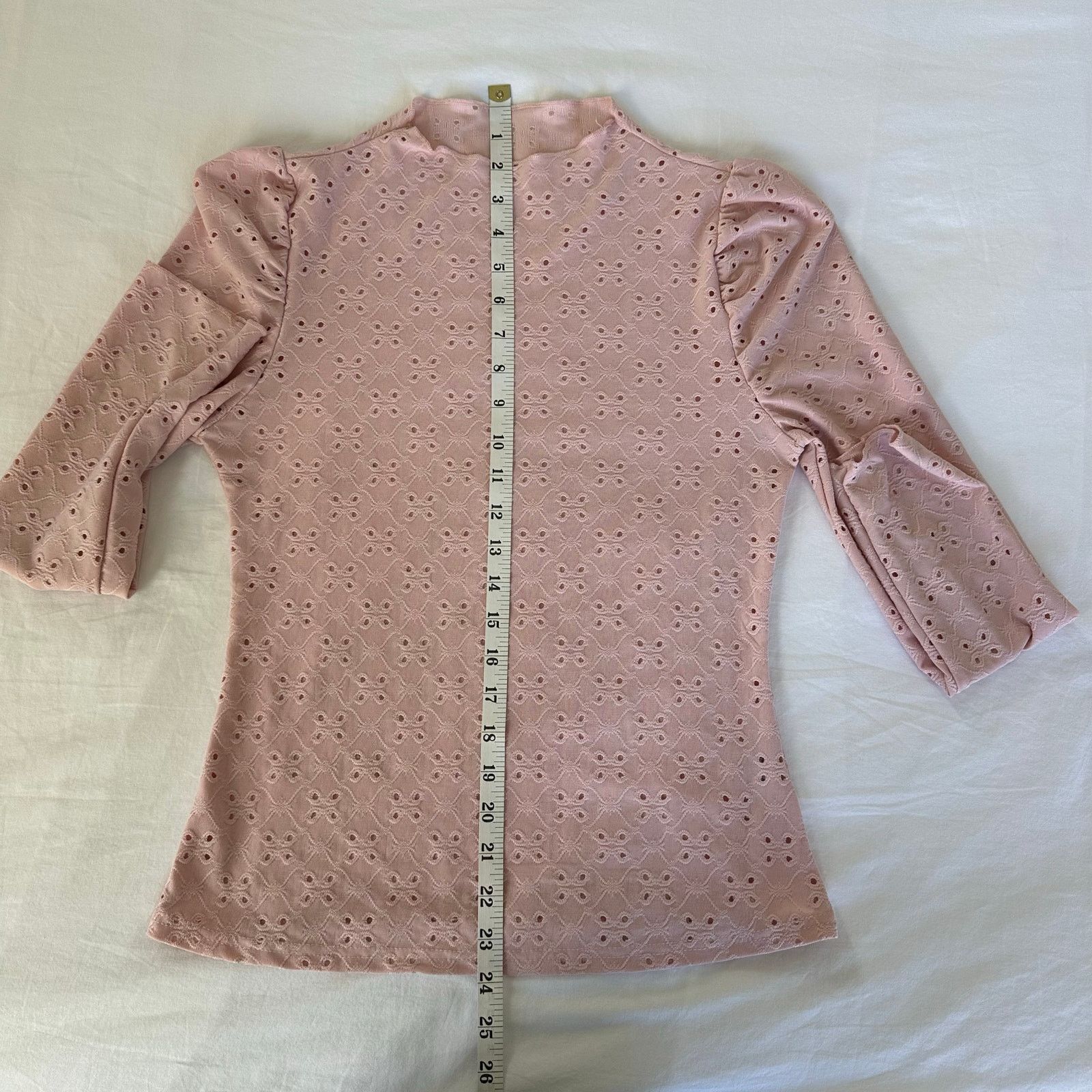 Other Pink Mock Neck Eyelet Ruched Shoulder Size Medium Size M / US 6-8 / IT 42-44 - 5 Thumbnail