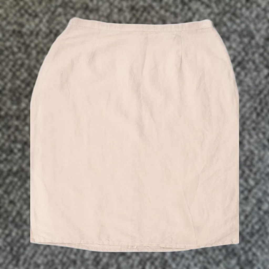 Vintage GAUDI Womens High Waist Pencil Skirt Pink Linen Medium W26 IT 42 Size 32" / US 10 / IT 46 - 1 Thumbnail