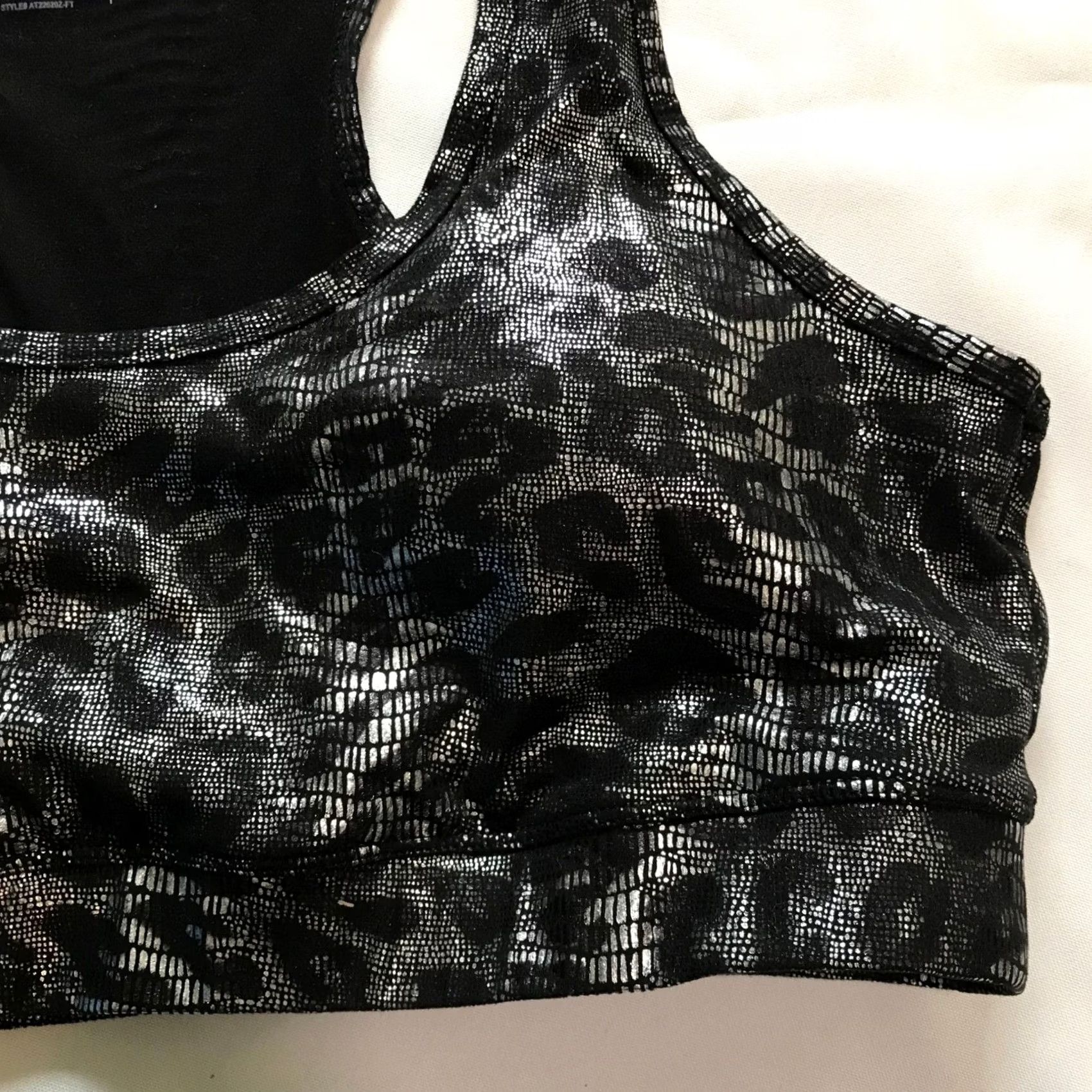 Vintage VINTAGE BOOMBOOM Athletic Leopard Print Metallic Sports Bra Racerback XL Size ONE SIZE - 2 Thumbnail