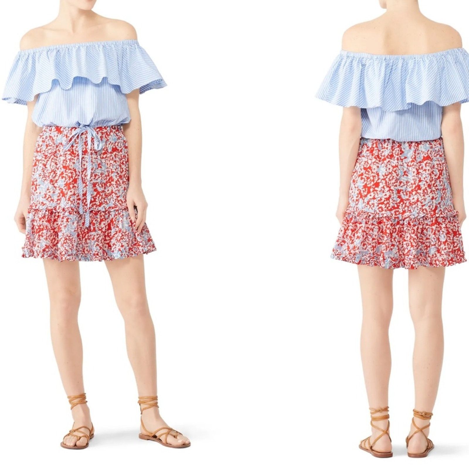 Other Paloma Blue Alexa 100% Silk Floral Tiered Mini Skirt Size 28" / US 6 / IT 42 - 1 Thumbnail