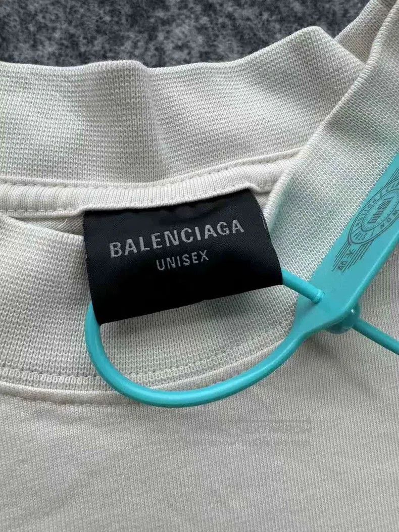 Balenciaga Beige Double B Logo Short Sleeve.
