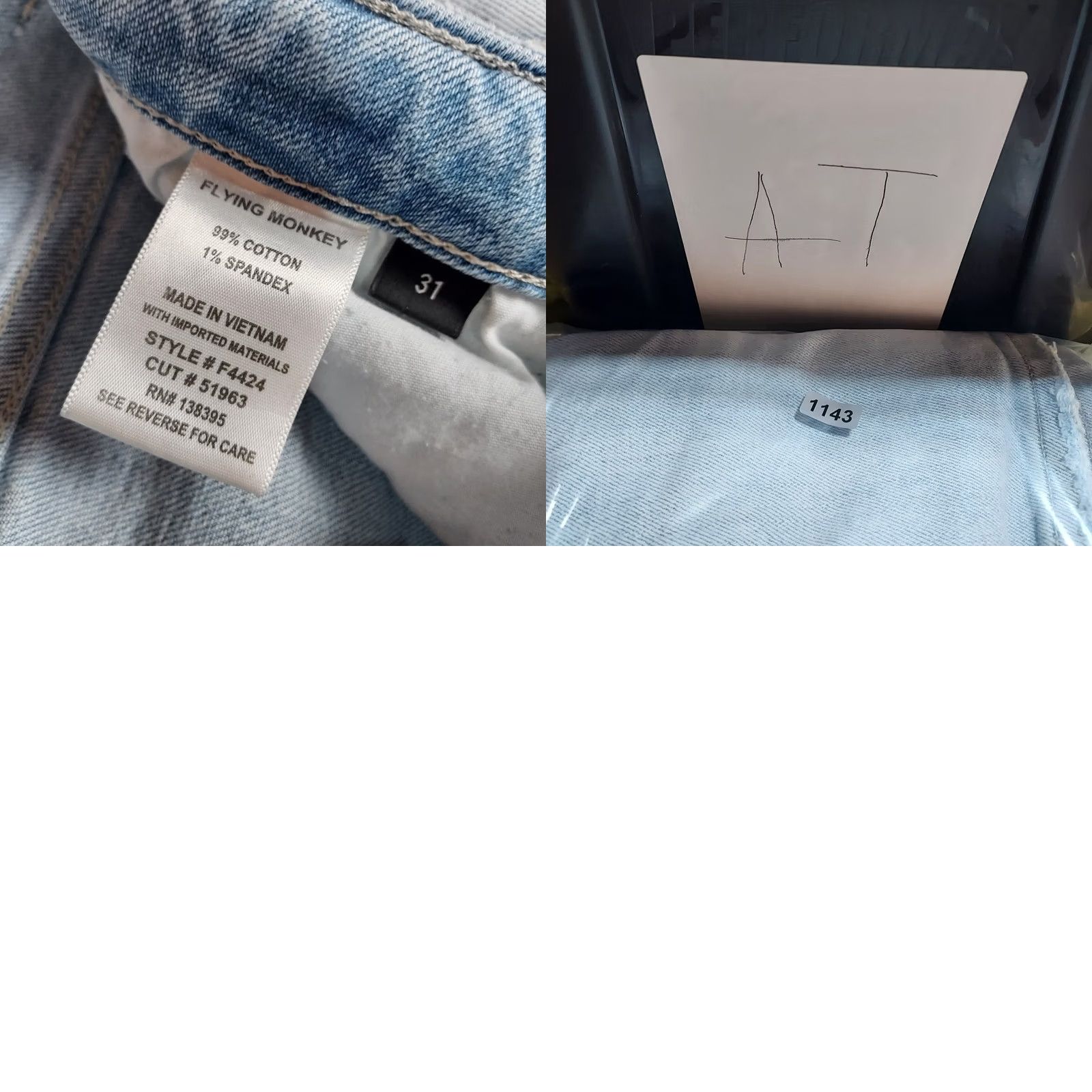 Vintage Flying Monkey Women’s Jeans Size 31 Light Wash Denim 5-Pocket Stretch Cotton Straight Size 24" / US 00 / IT 34 - 8 Thumbnail