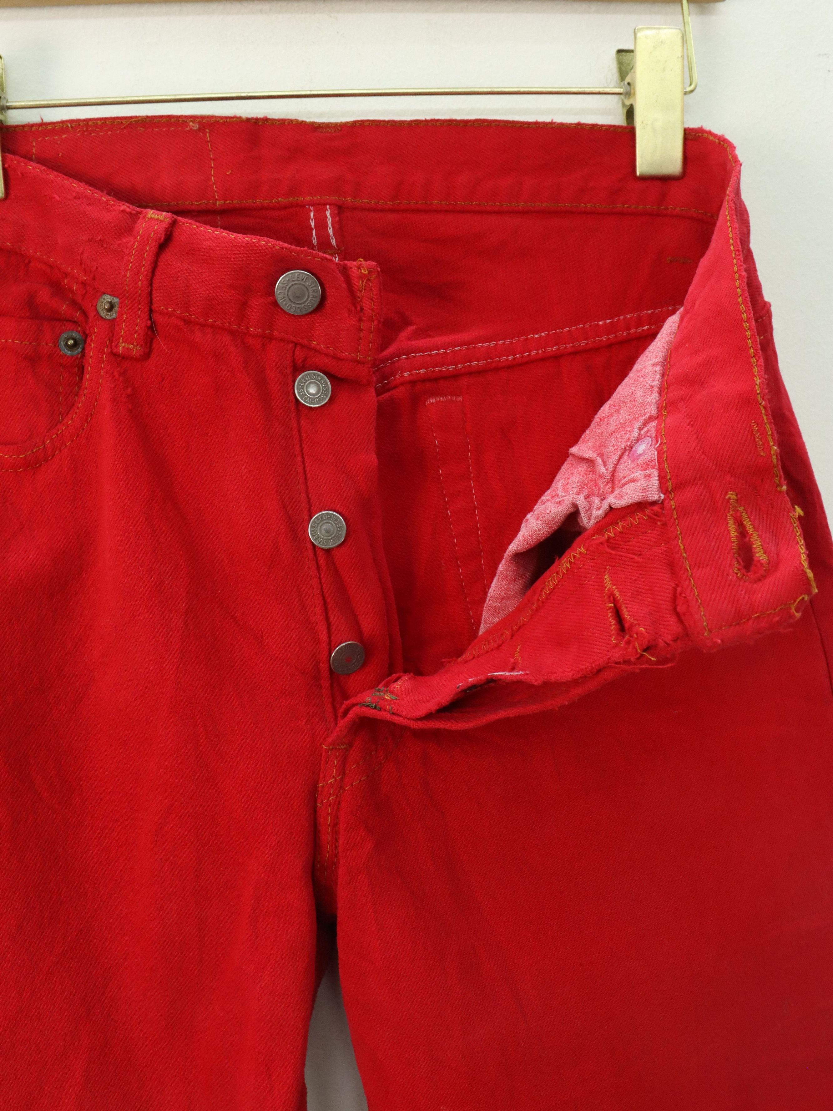 Levi's × Vintage Vtg. Levis 501 Red Distressed Jeans MADE IN USA Size US 28 / EU 44 - 3 Thumbnail