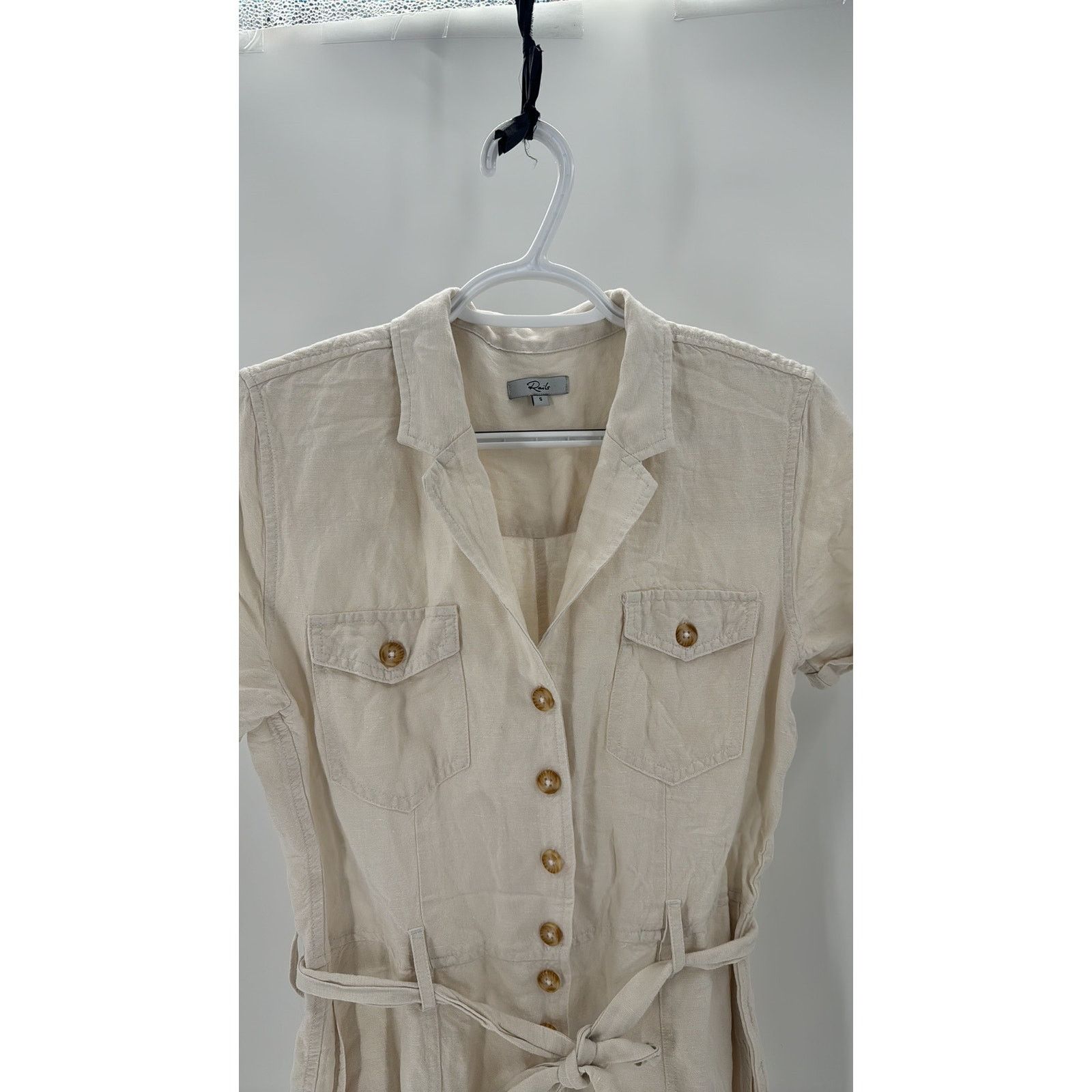 Rails Rails Women's Georgie Stone Short Romper linen blend sz S Size 26" / US 2 / IT 38 - 4 Thumbnail