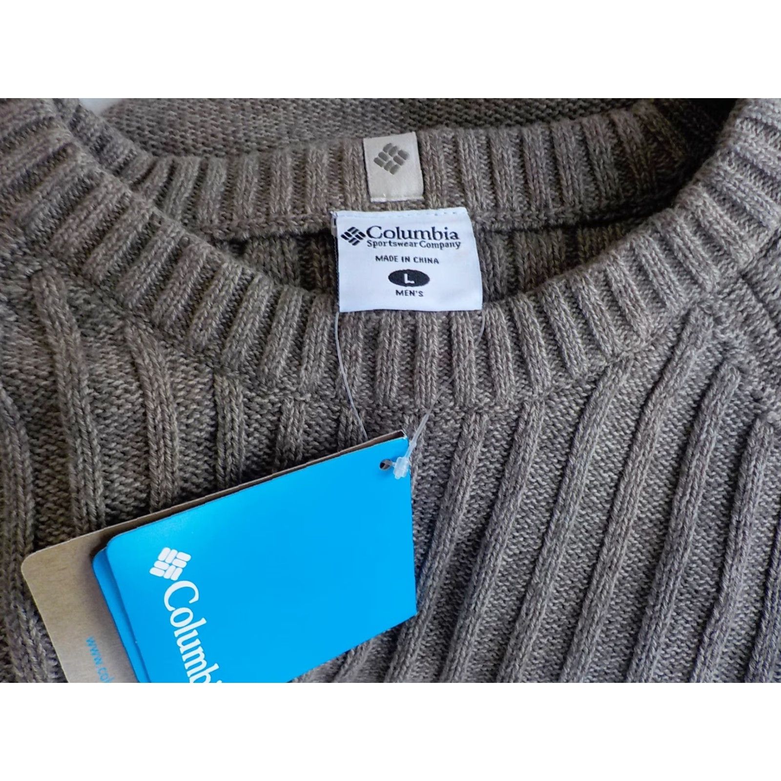 Vintage COLUMBIA Mens Crew Neck Pullover Sweater Cotton Light Brown Large NWT Logo Ribbed Yoke Length 27.5 Sleeve 30 Size US L / EU 52-54 / 3 - 5 Thumbnail