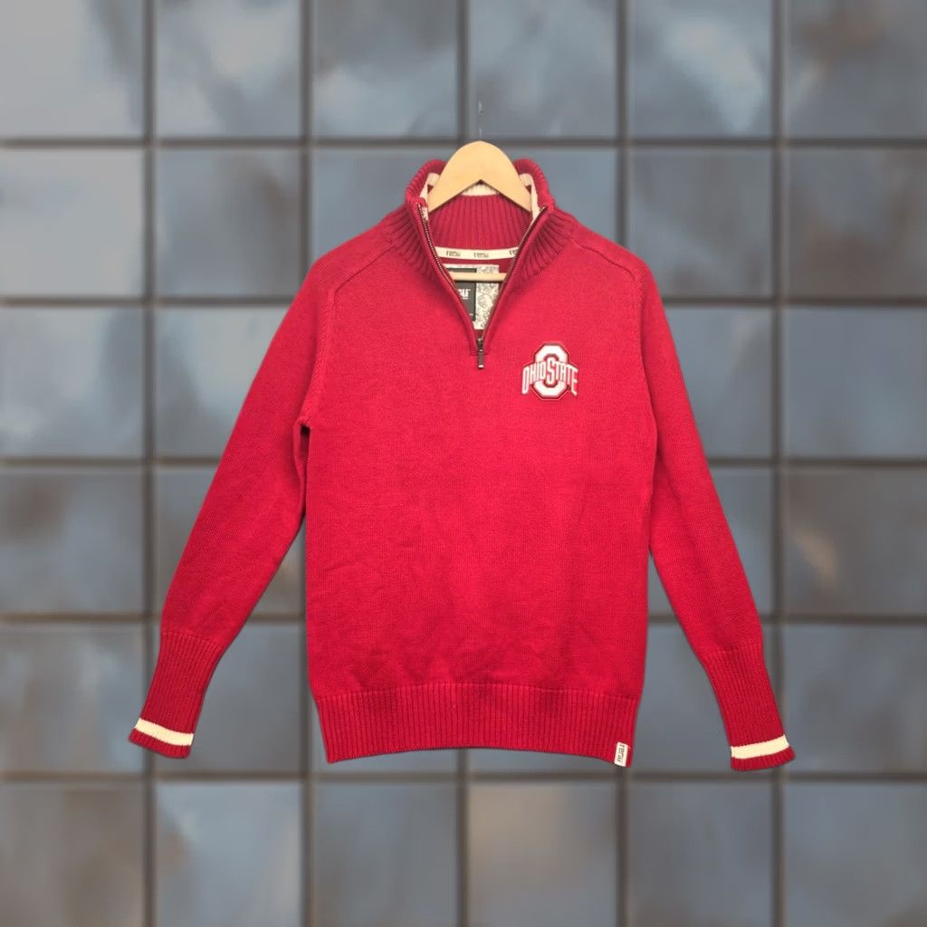 Vintage VINTAGE Ohio State Buckeyes Quarter Zip Sweater Mens Large Red Knit Pullover NCAA Cotton Size US L / EU 52-54 / 3 - 1 Thumbnail