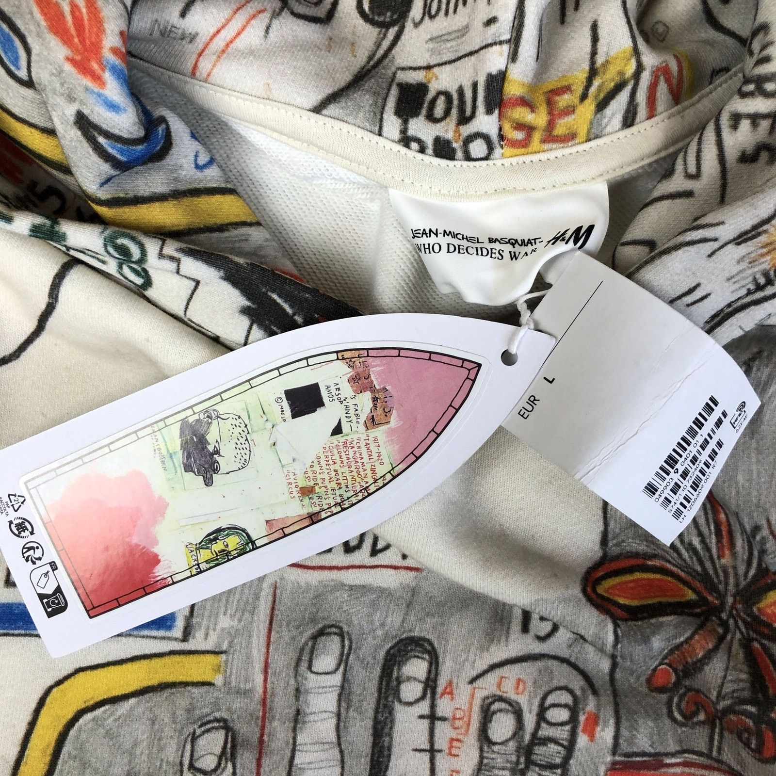 Ev Bravado × Jean-Michel Basquiat × Who Decides War H&M Who Decides War x Basquiat x Ev Bravado Graffiti Hoodie Size US L / EU 52-54 / 3 - 8 Thumbnail