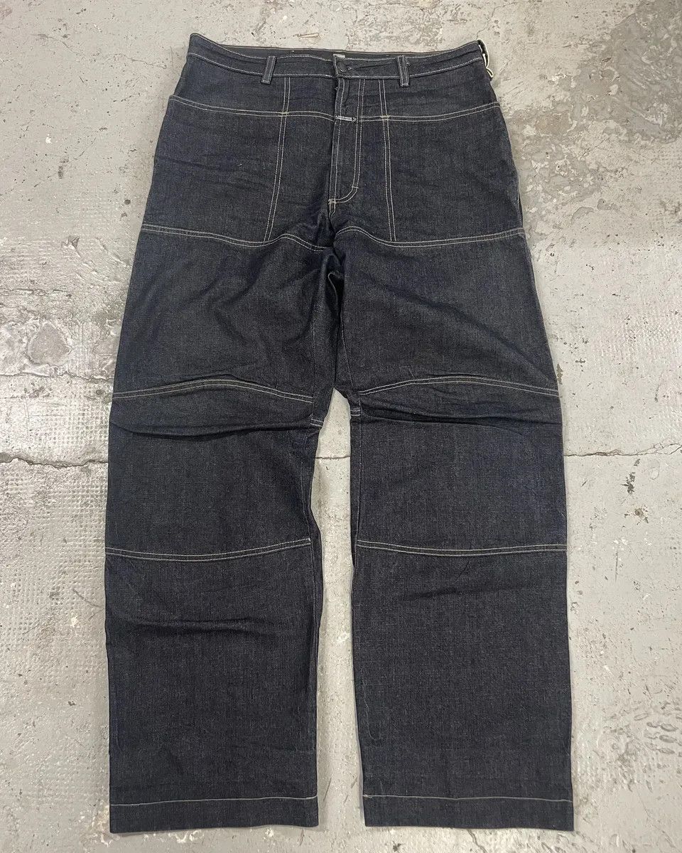 Marithe + Francois Girbaud 1990s Marithé + François Girbaud Navy Brut Large Denim Structured Jeans Size US 34 / EU 50 - 3 Thumbnail