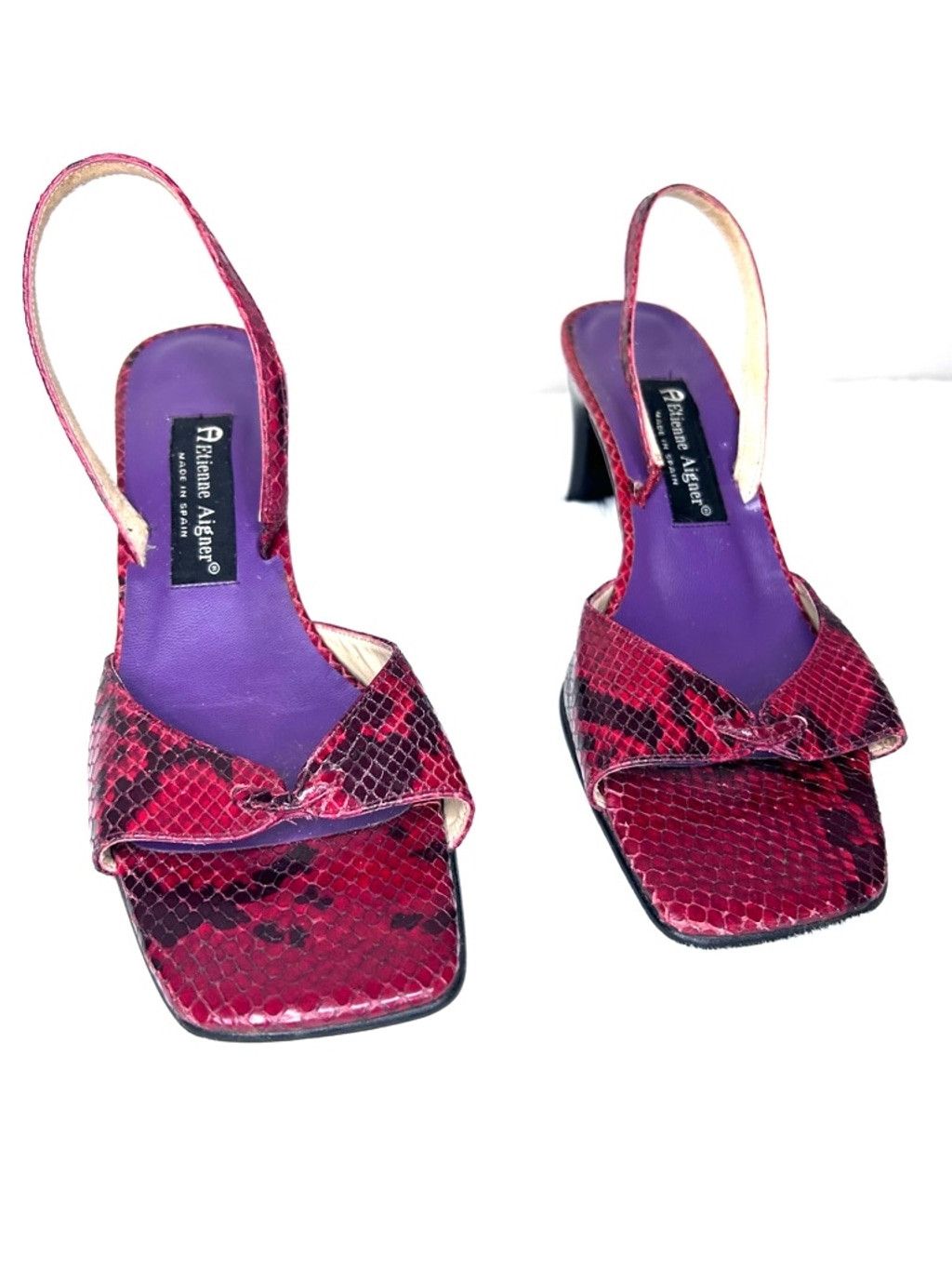 Etienne Aigner Etienne Aigner genuine leather snake print Red sling heels 9 Size US 9 / IT 39 - 2 Thumbnail
