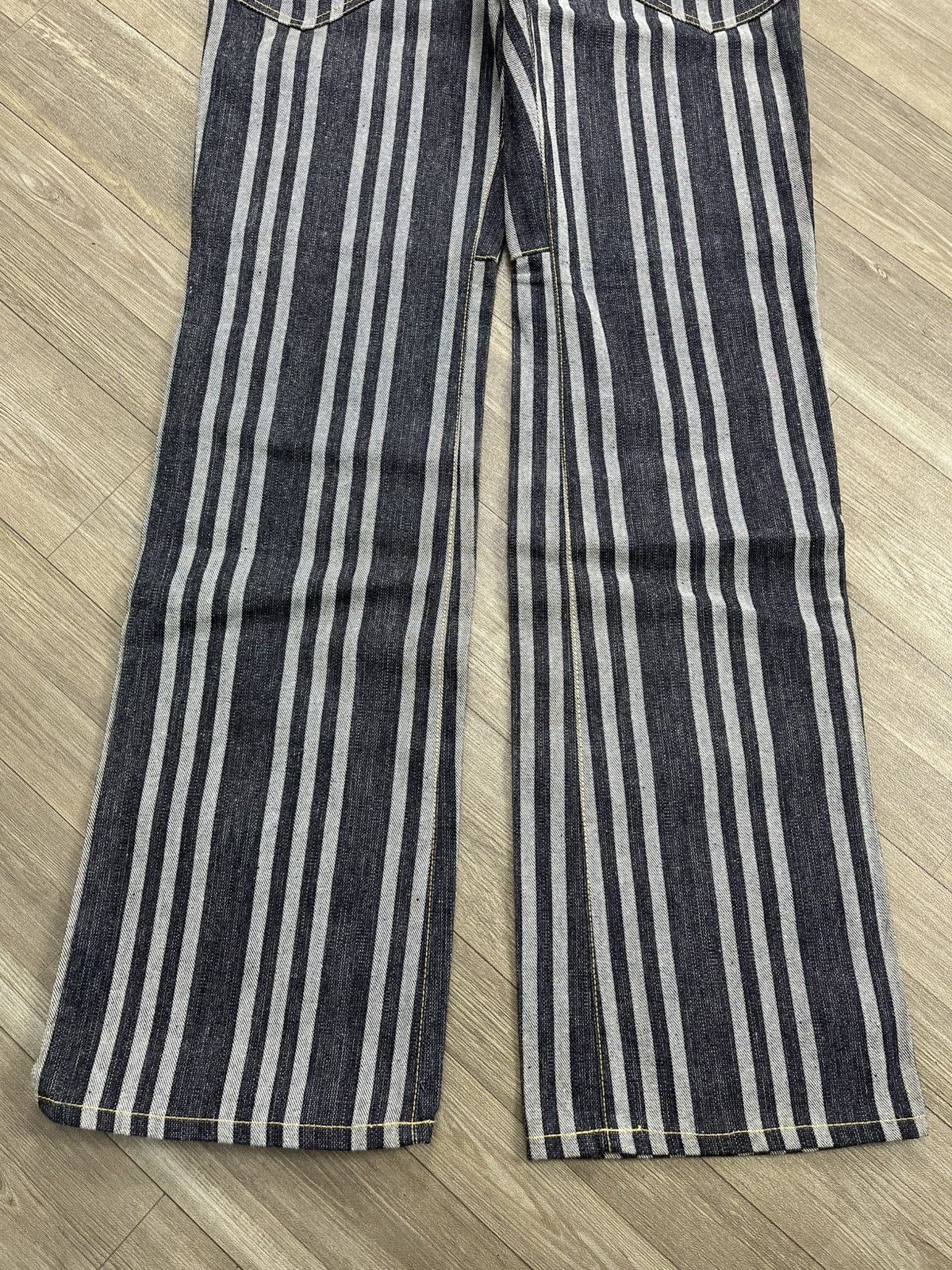Japanese Brand Vintage Blue Way Japan Striped Indigo Denim Flared Jeans Size US 33 - 7 Thumbnail