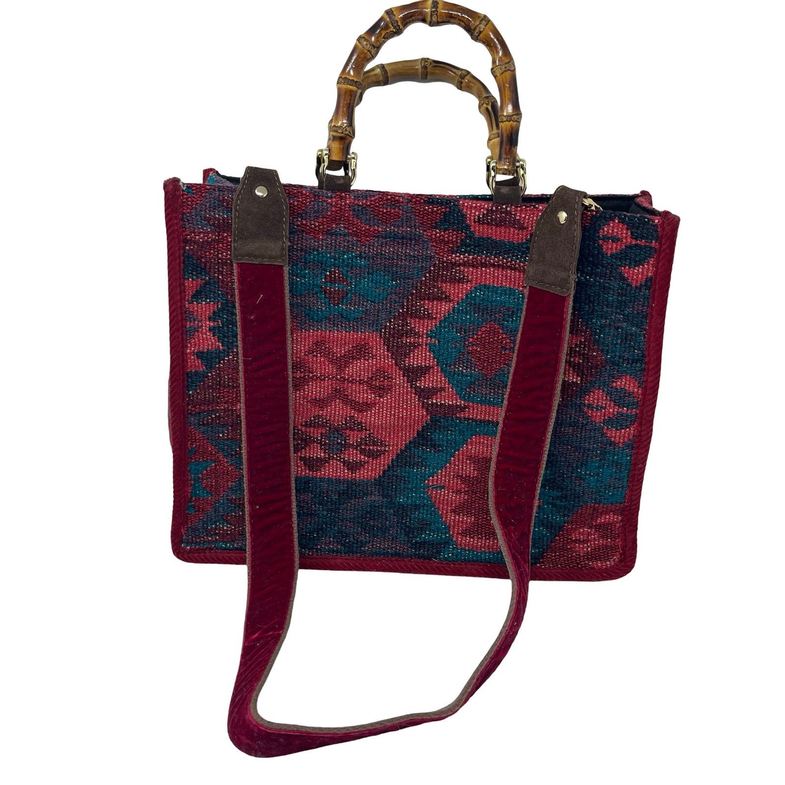 Other New ViaMail Davos Kilim Jaquard bag with bamboo handles Size ONE SIZE - 2 Thumbnail