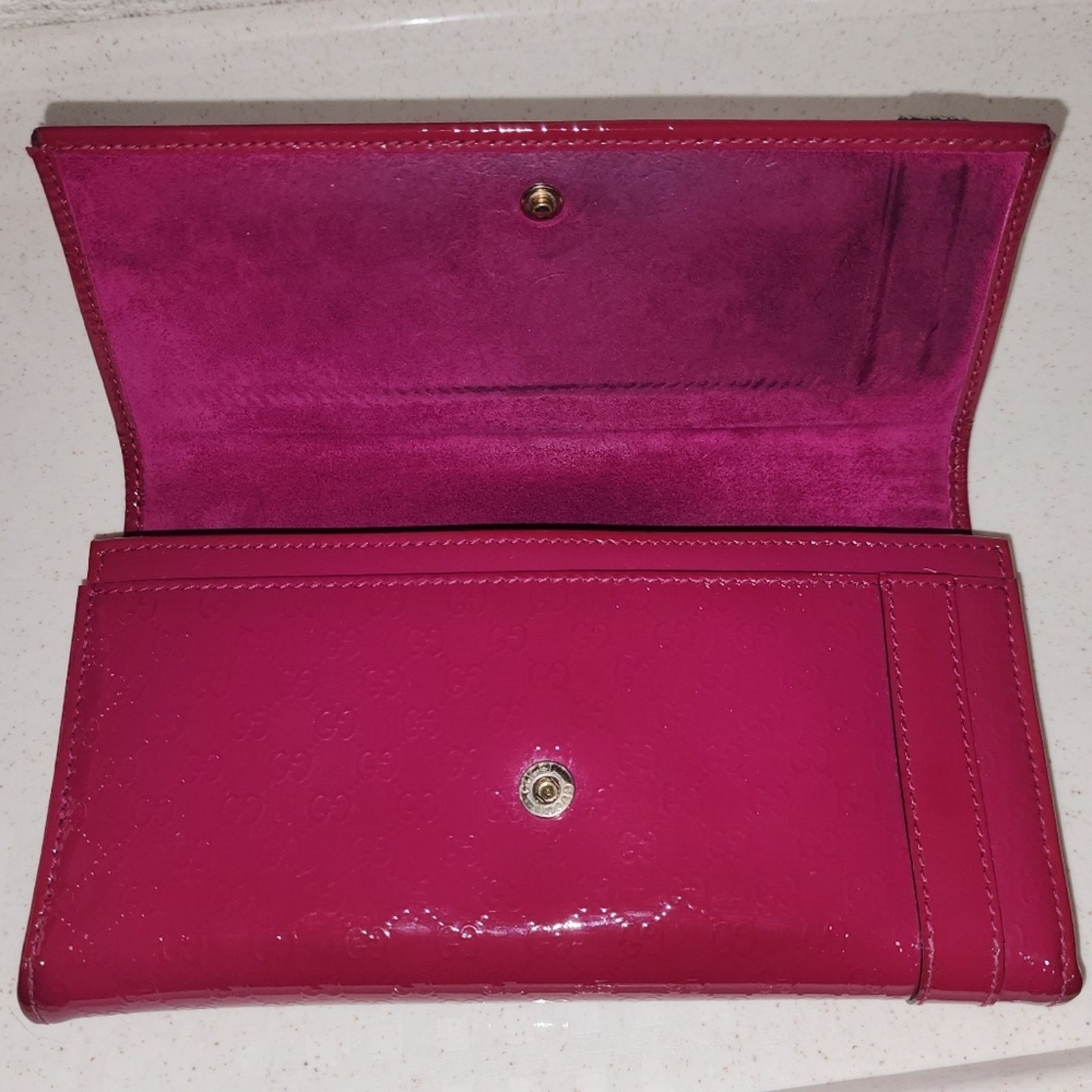 Gucci Gucci Fuscia Patent Microguccissima Long Wallet Hot Pink Size ONE SIZE - 6 Thumbnail
