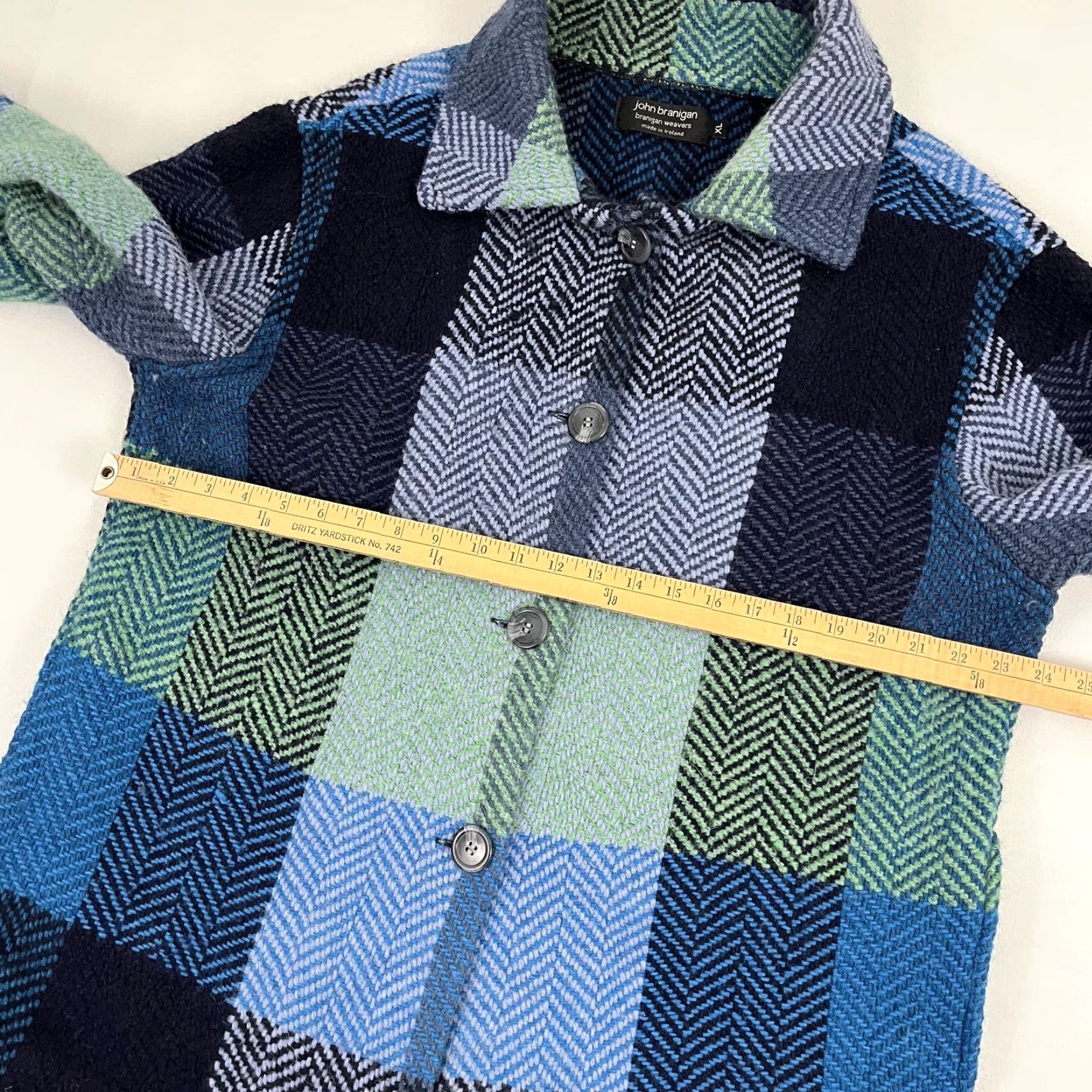 Vintage John Branigan Weavers Jacket Womens XL Green Blue Plaid Wool Blend Ireland Coat Size XL / US 12-14 / IT 48-50 - 5 Thumbnail