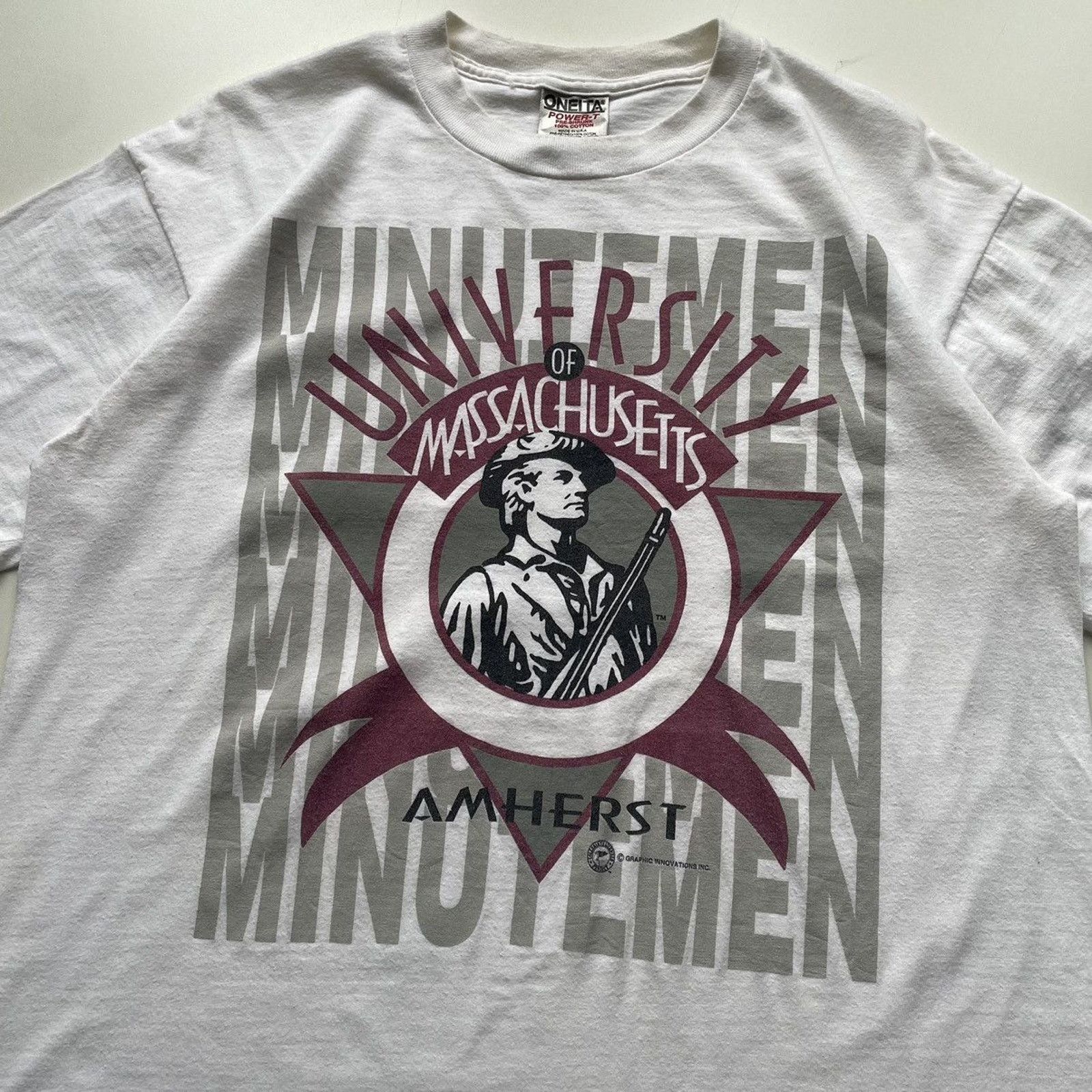 NCAA Vintage 90s UMass Minute Men NCAA University T Shirt Large Size US L / EU 52-54 / 3 - 2 Thumbnail