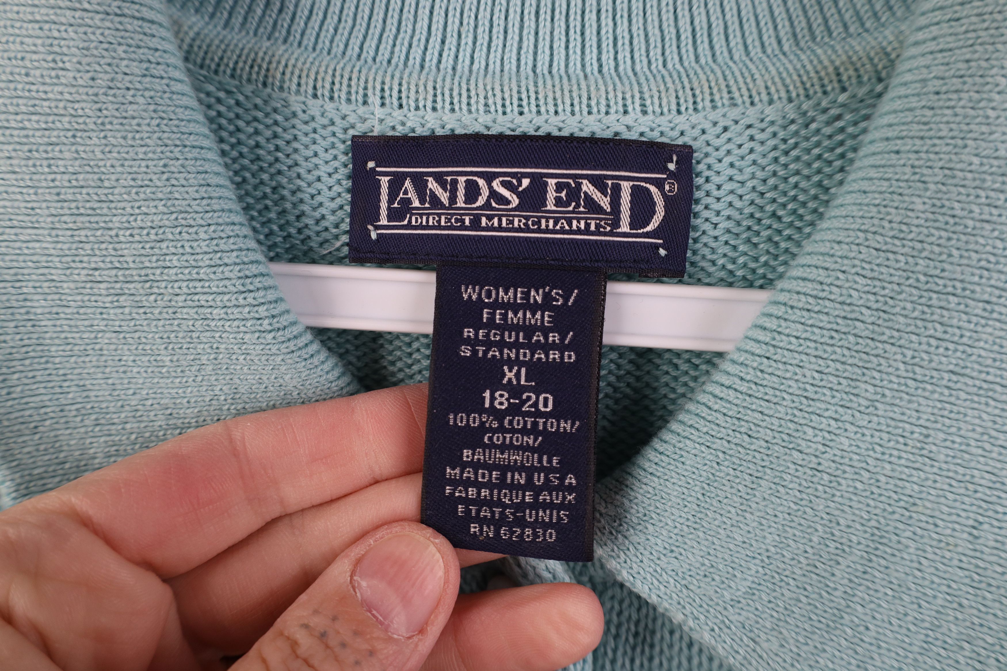 Lands' End Vintage 90s Lands End Knit Short Sleeve Collared Sweater USA Size XL / US 12-14 / IT 48-50 - 4 Thumbnail