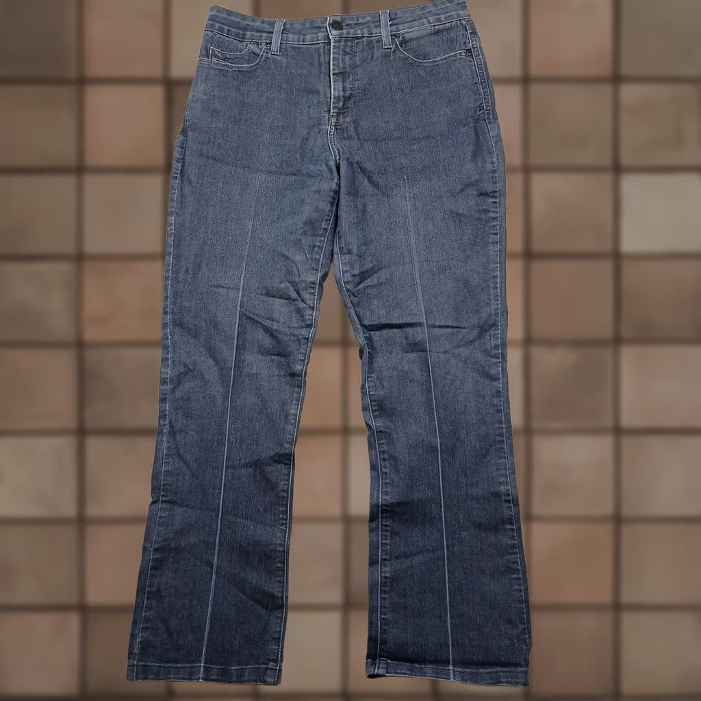 NYDJ NYDJ Billie Mini Bootcut Jeans Womens 12 Dark Wash Denim Stretch Lift Tuck Size 34" / US 12 / IT 48 - 1 Thumbnail
