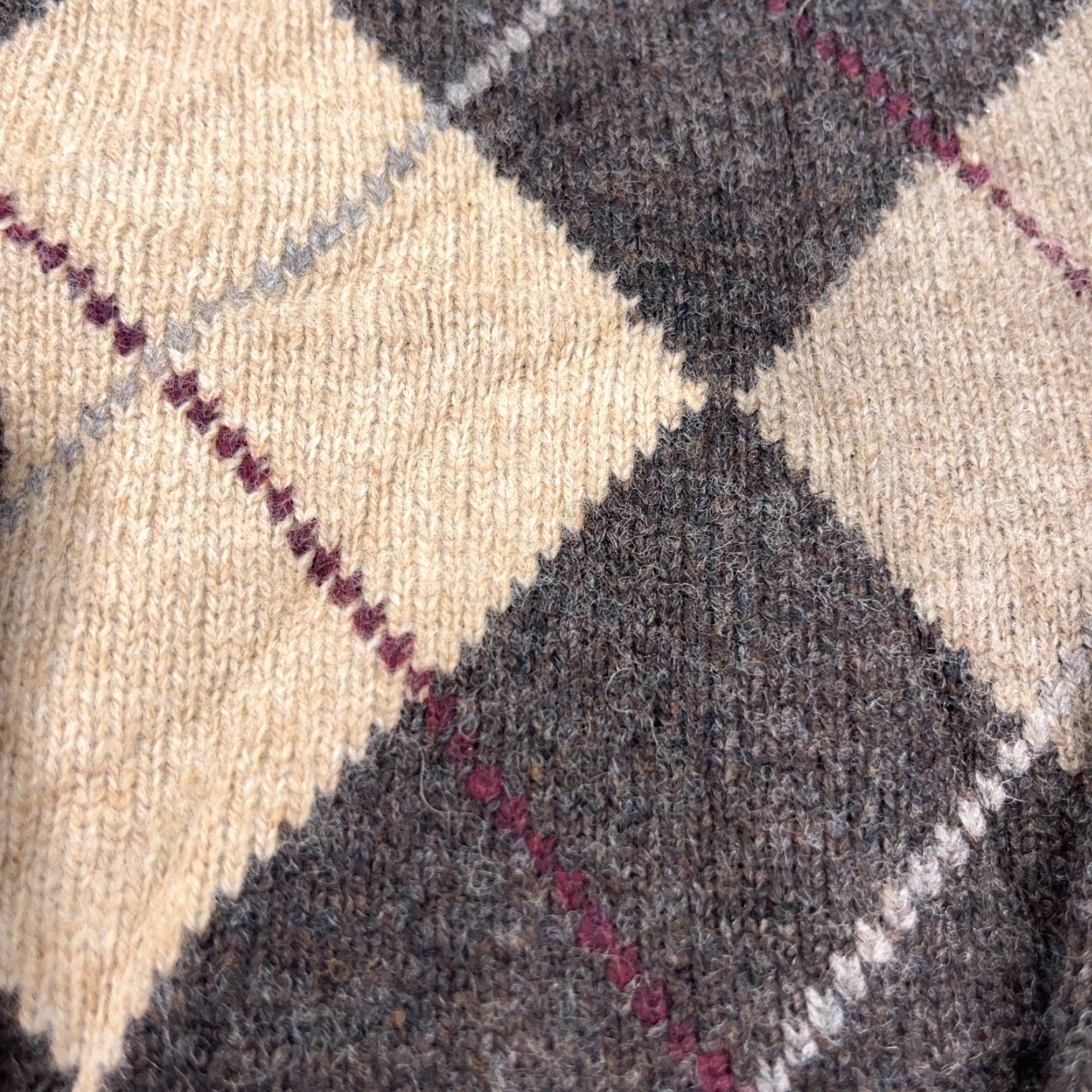 J.Crew J.CREW Sweater Men Large Brown Tan Pullover Wool Knit Diamond 1/4 Zip Size US XL / EU 56 / 4 - 4 Thumbnail