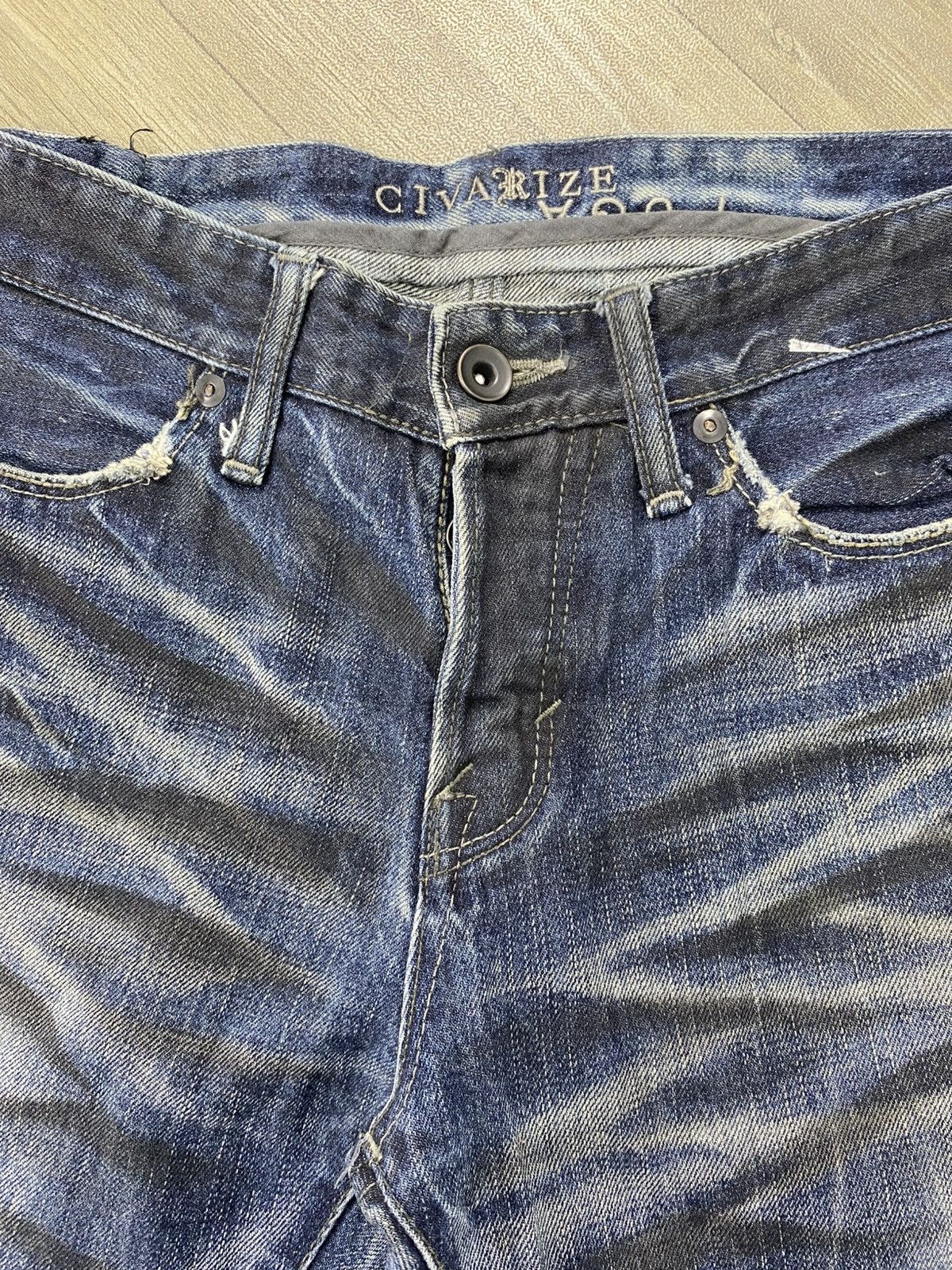 Tornado Mart Fuga Civarize Clawmark Distressed Faded Punk Flared Jeans Size US 31 - 9 Thumbnail