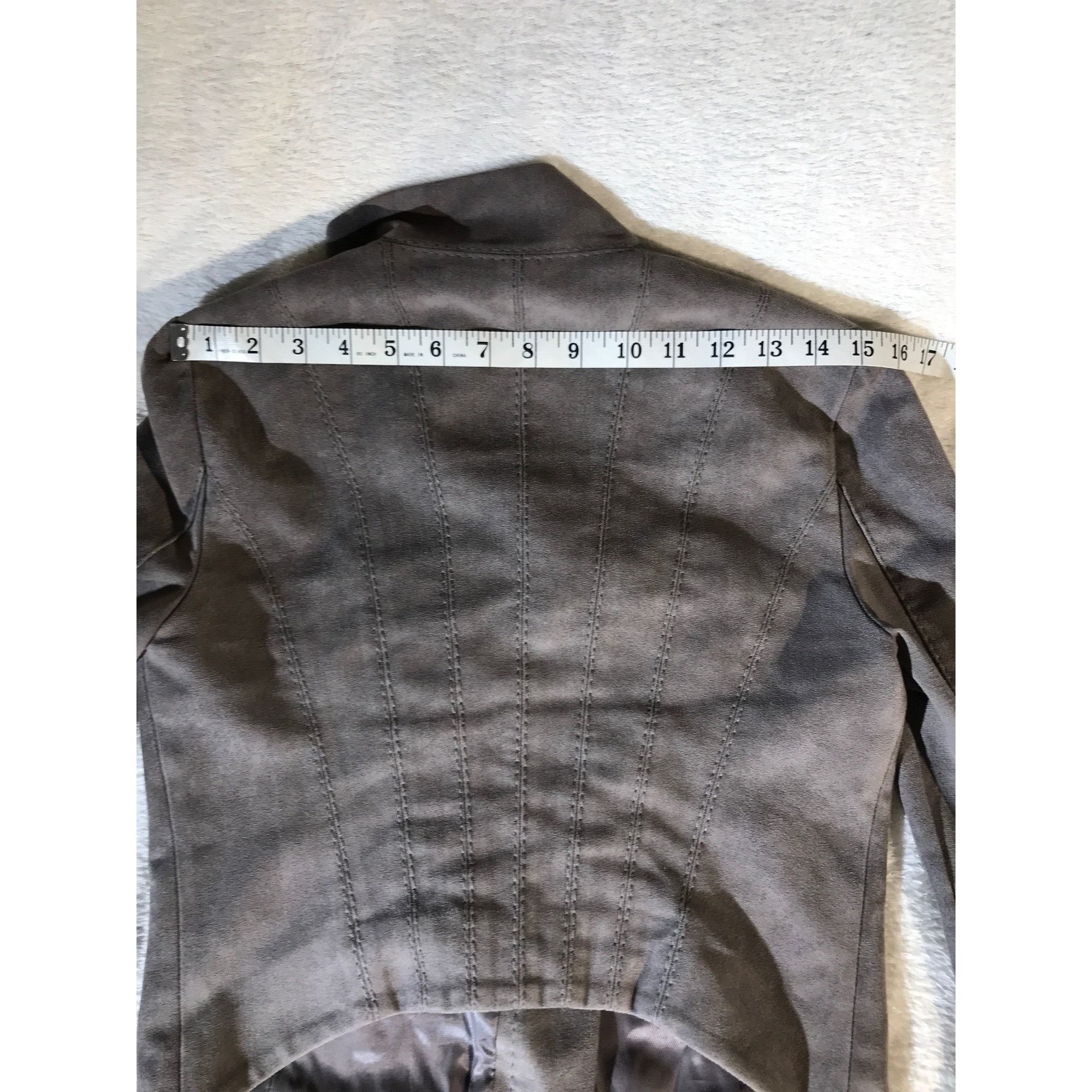 Vintage BCBGMaxazira Women Gray Faux Suede Moto Jacket Size XS / US 0-2 / IT 36-38 - 6 Thumbnail
