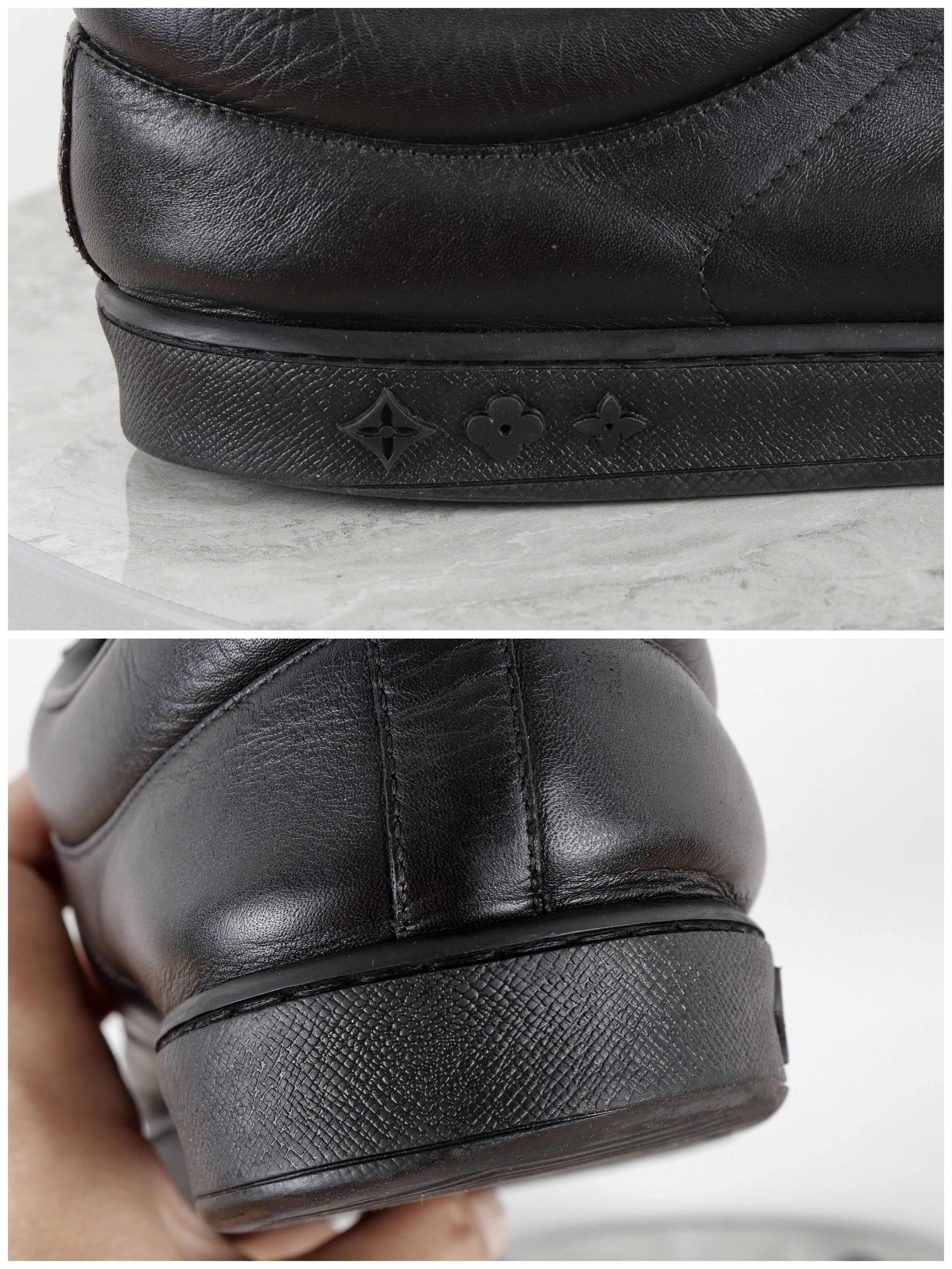 Louis Vuitton LOUIS VUITTON Black Leather Sneakers Size US 10 / EU 43 - 12 Thumbnail