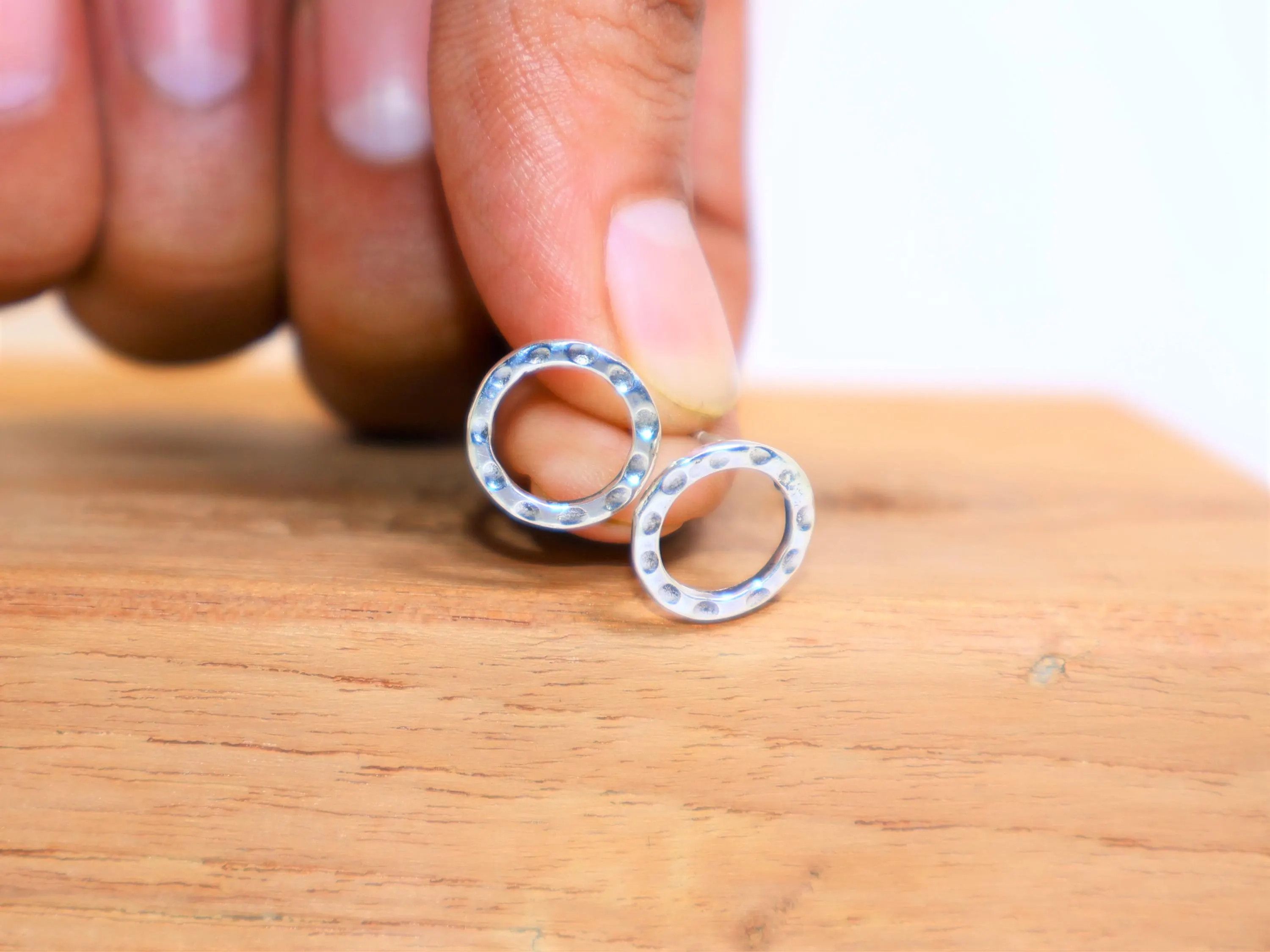 Handmade Open Circle Round Studs, 925 Silver Handmade Women Earrings, Size ONE SIZE - 7 Thumbnail