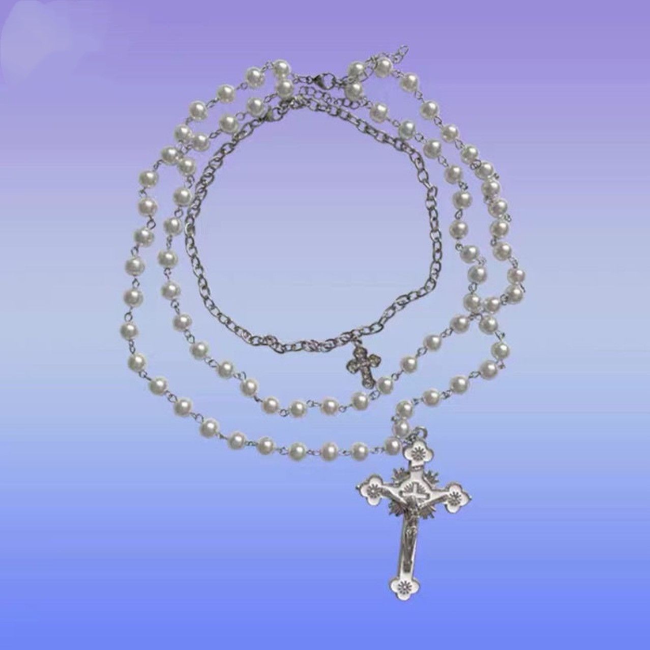 Other Y2K Layered Beaded Cross Necklace Size ONE SIZE - 3 Thumbnail