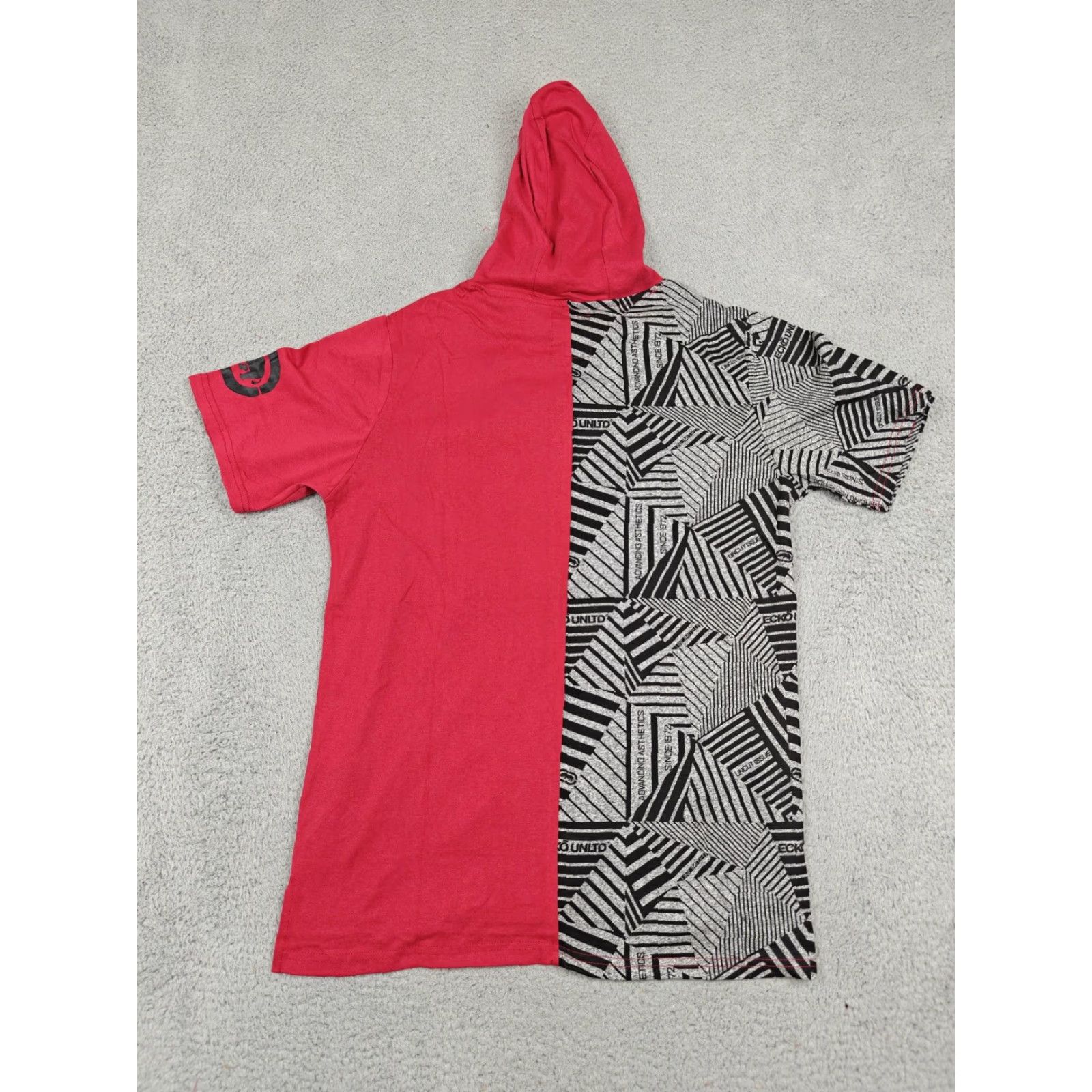 Ecko Unltd. Ecko Unltd Hoodie Mens M Red Black Geometric Split Pocket Pullover RS Logo 60/40 Cotton Polyester Short Sleeve EO12K903 Size US M / EU 48-50 / 2 - 6 Thumbnail