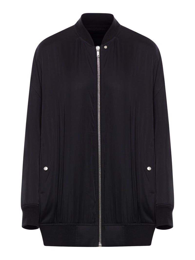 Rick Owens Rick Owens Black Washed Charmeuse Flight Jacket New Size ONE SIZE - 3 Thumbnail