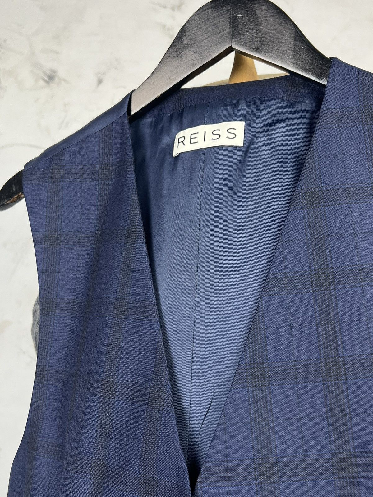 Reiss Reiss Three Piece Check Suit Jacket Vest Trousers Size S - M Size 40R - 11 Thumbnail